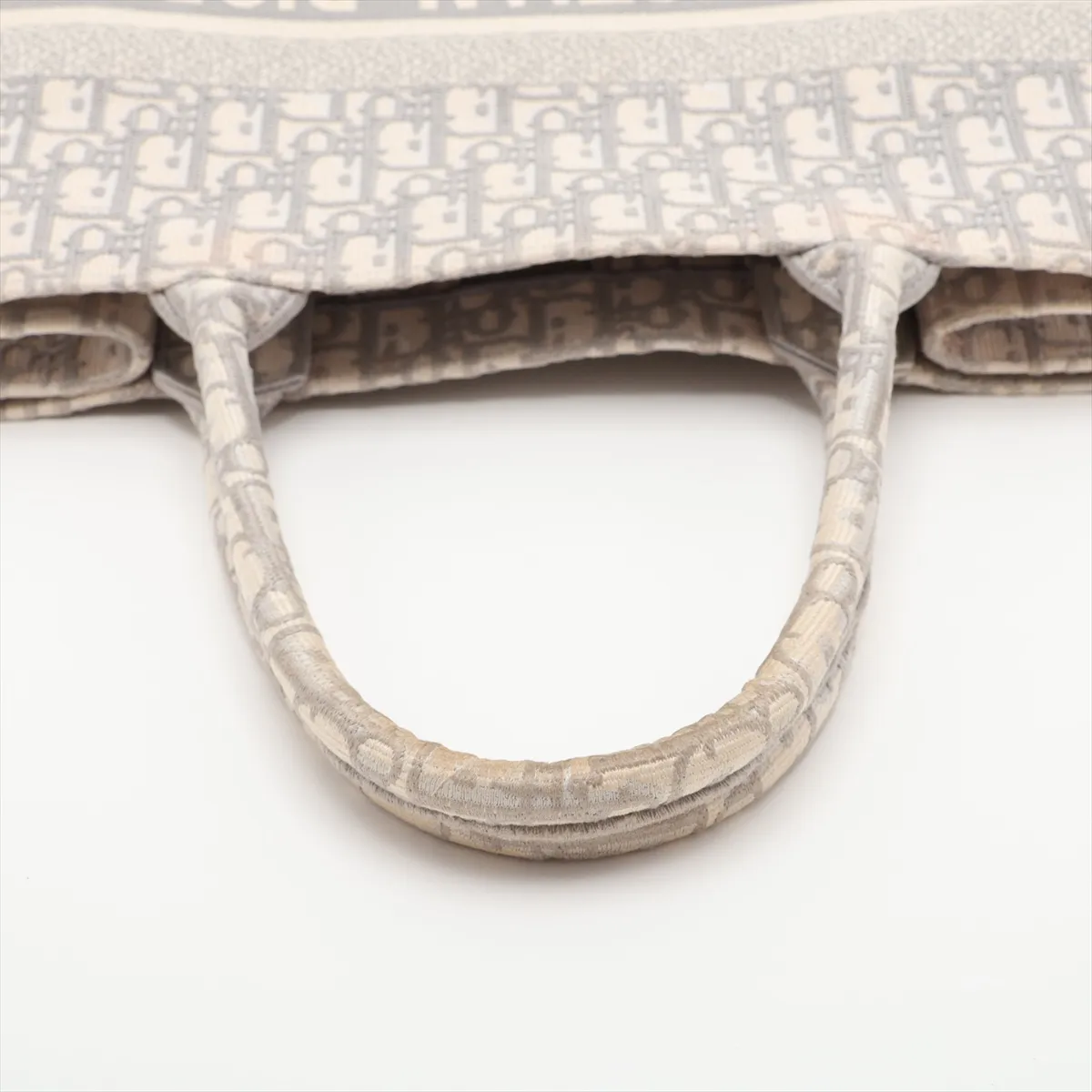 Oblique Book Tote Medium Canvas Tote Bag Beige x Gray — view 5