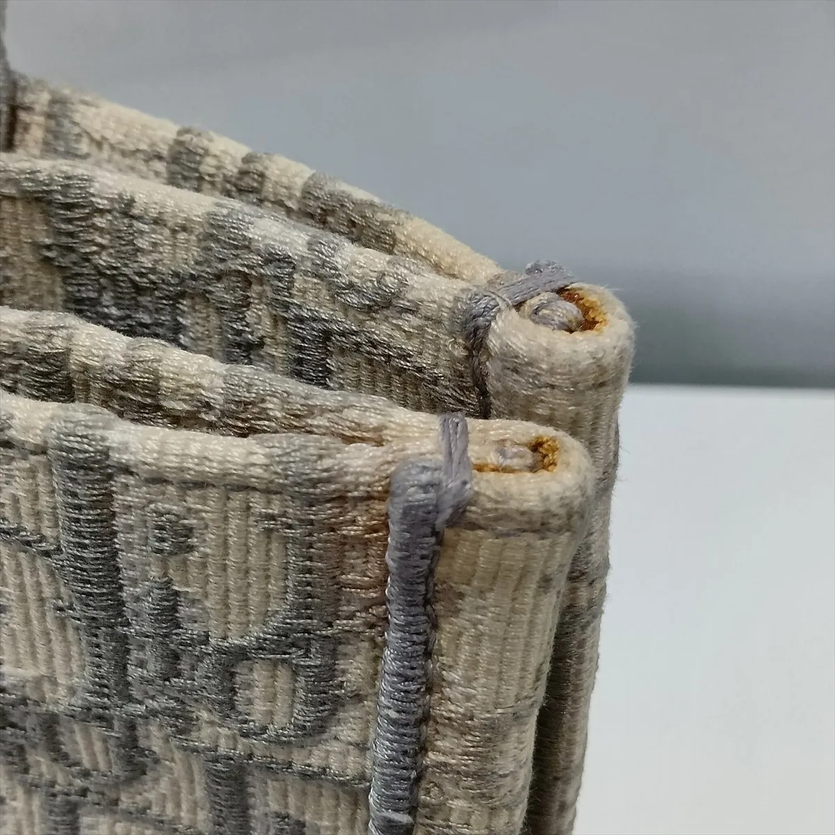 Oblique Book Tote Medium Canvas Tote Bag Beige x Gray — view 9