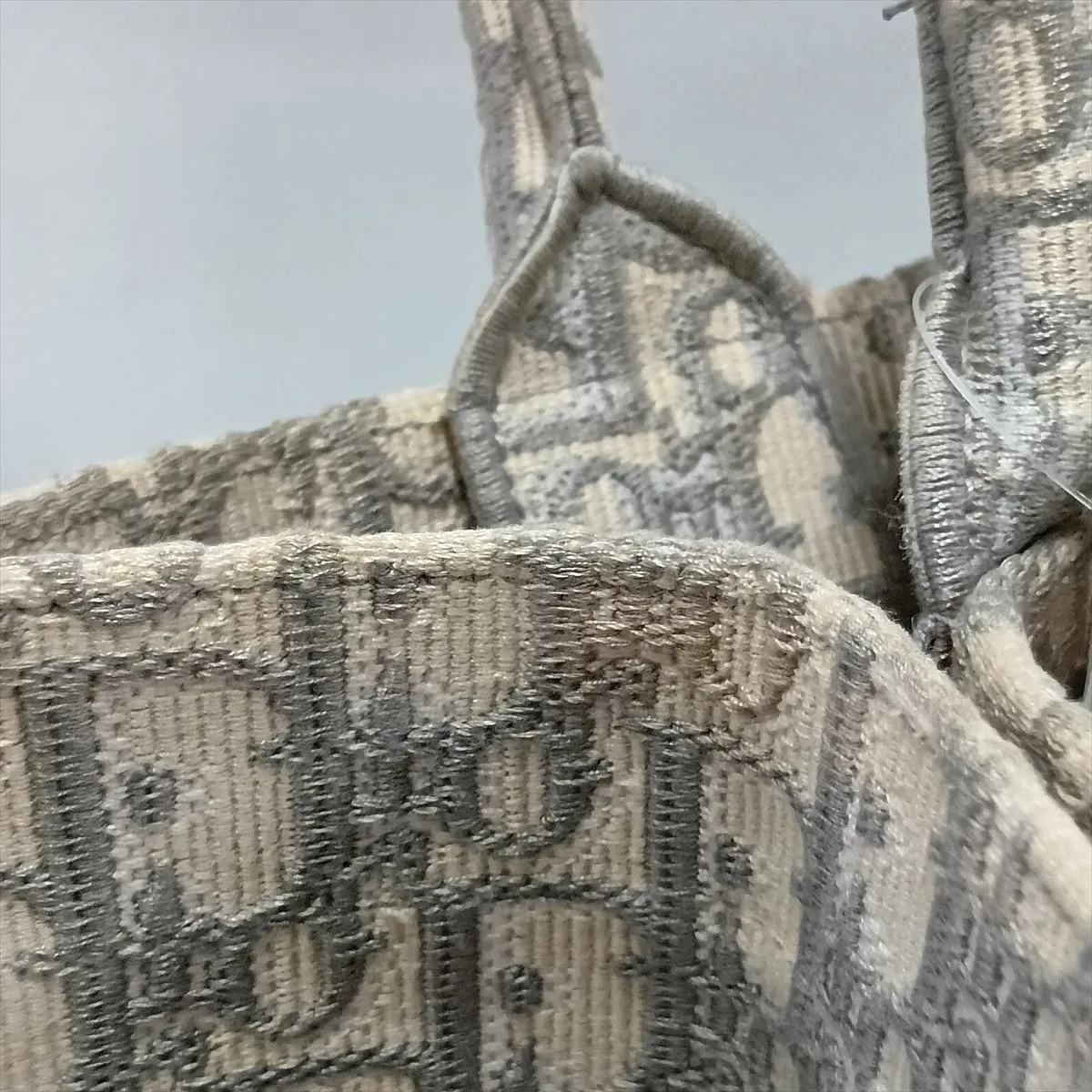 Oblique Book Tote Medium Canvas Tote Bag Beige x Gray — view 10