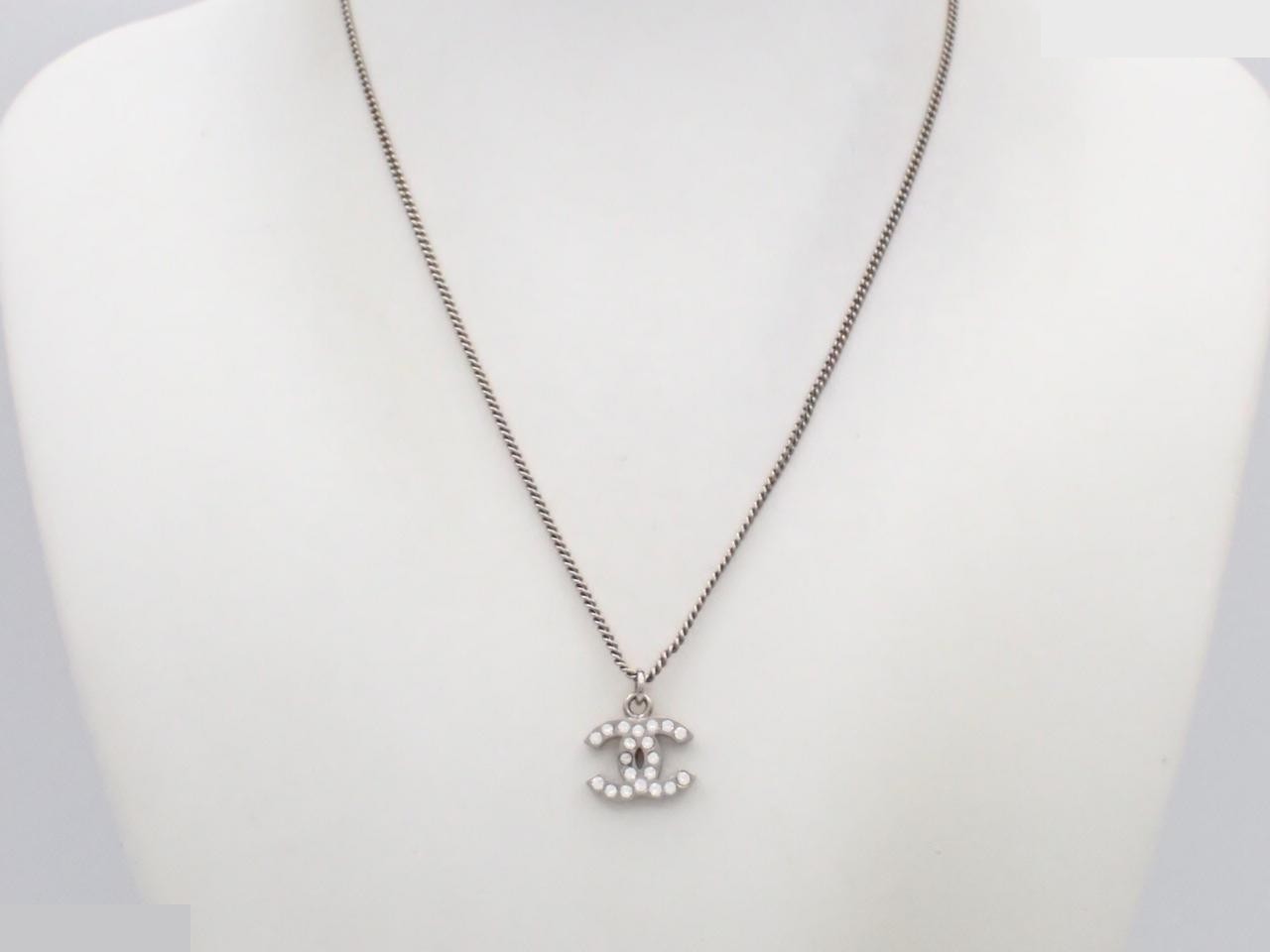 Necklace B11V Rhinestone Coco Mark Silver — view 3