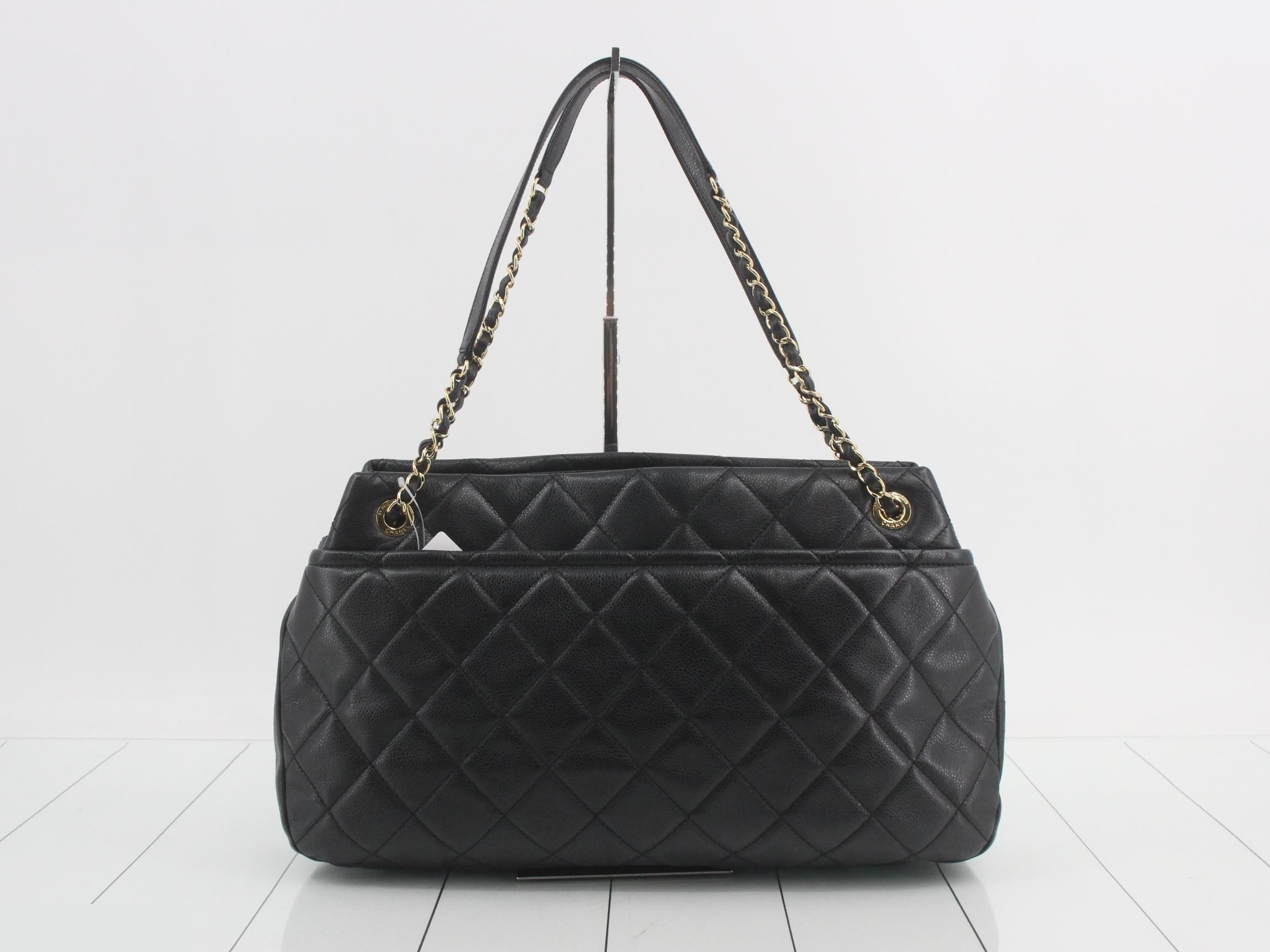 Matelassé Large Chain Hobo, Caviar Leather, Black, Serial Number 17, Card and Seal Included — view 2