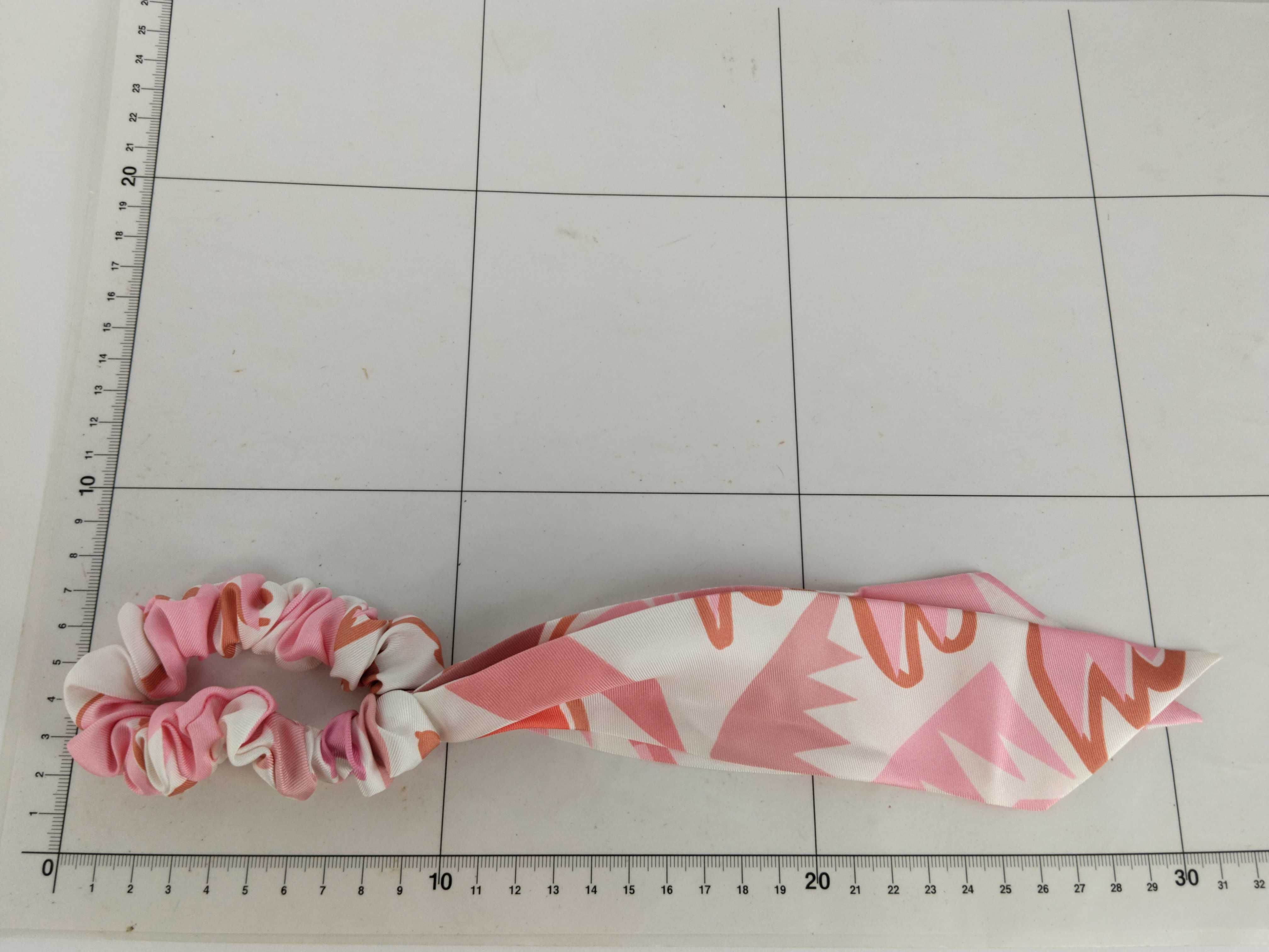 Silk Scrunchie, Pink/White Hair Accessory — view 9