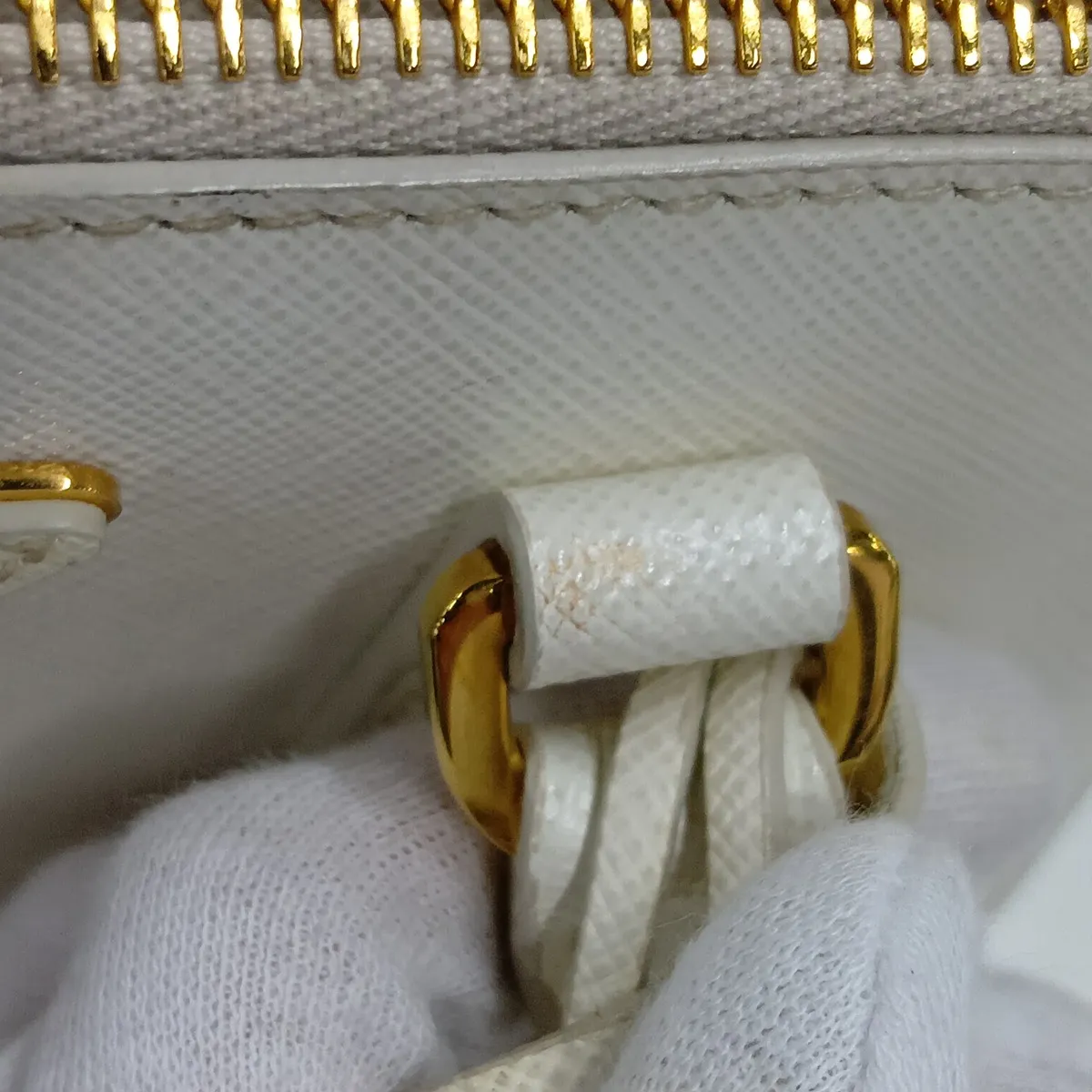 Saffiano Galleria Leather 2-Way Handbag, White, 1BA906 — view 15