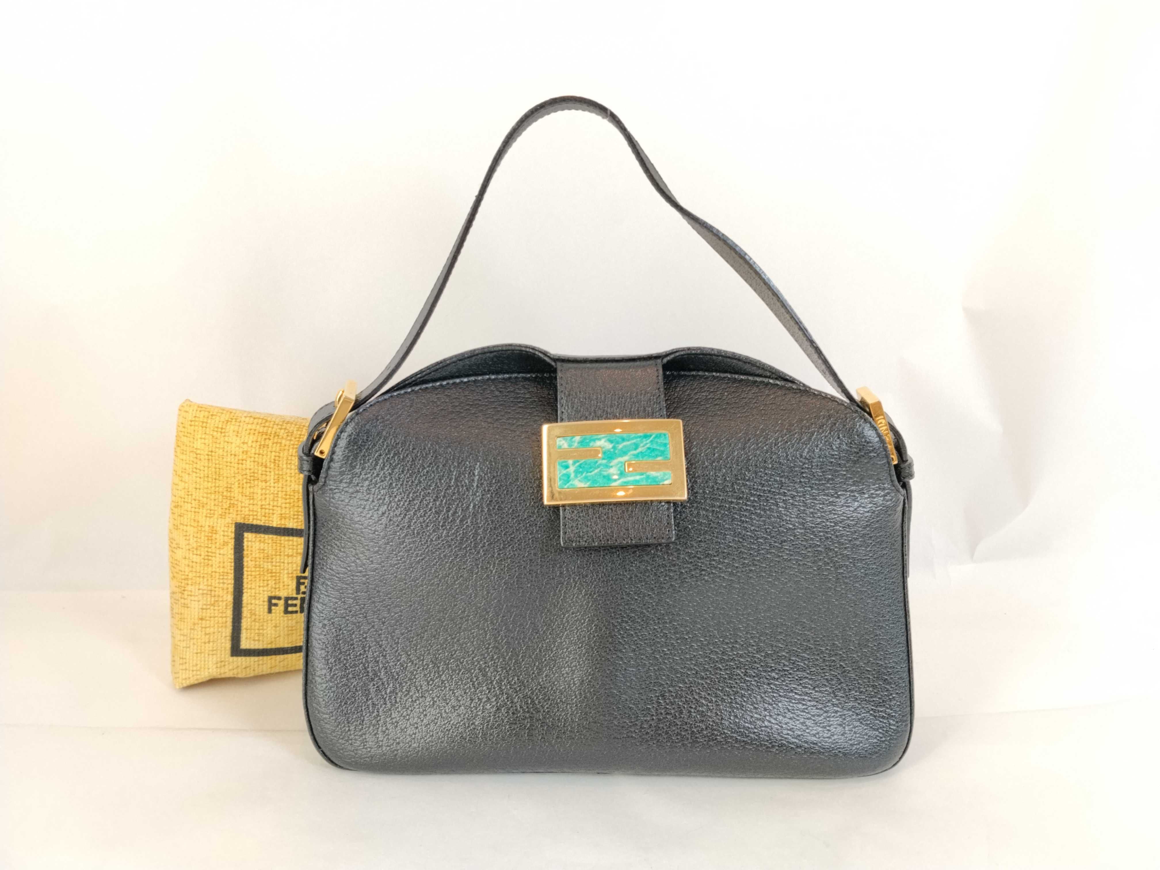 Mamma Fendi Shoulder Bag Mamma Bucket Leather Turquoise Handbag