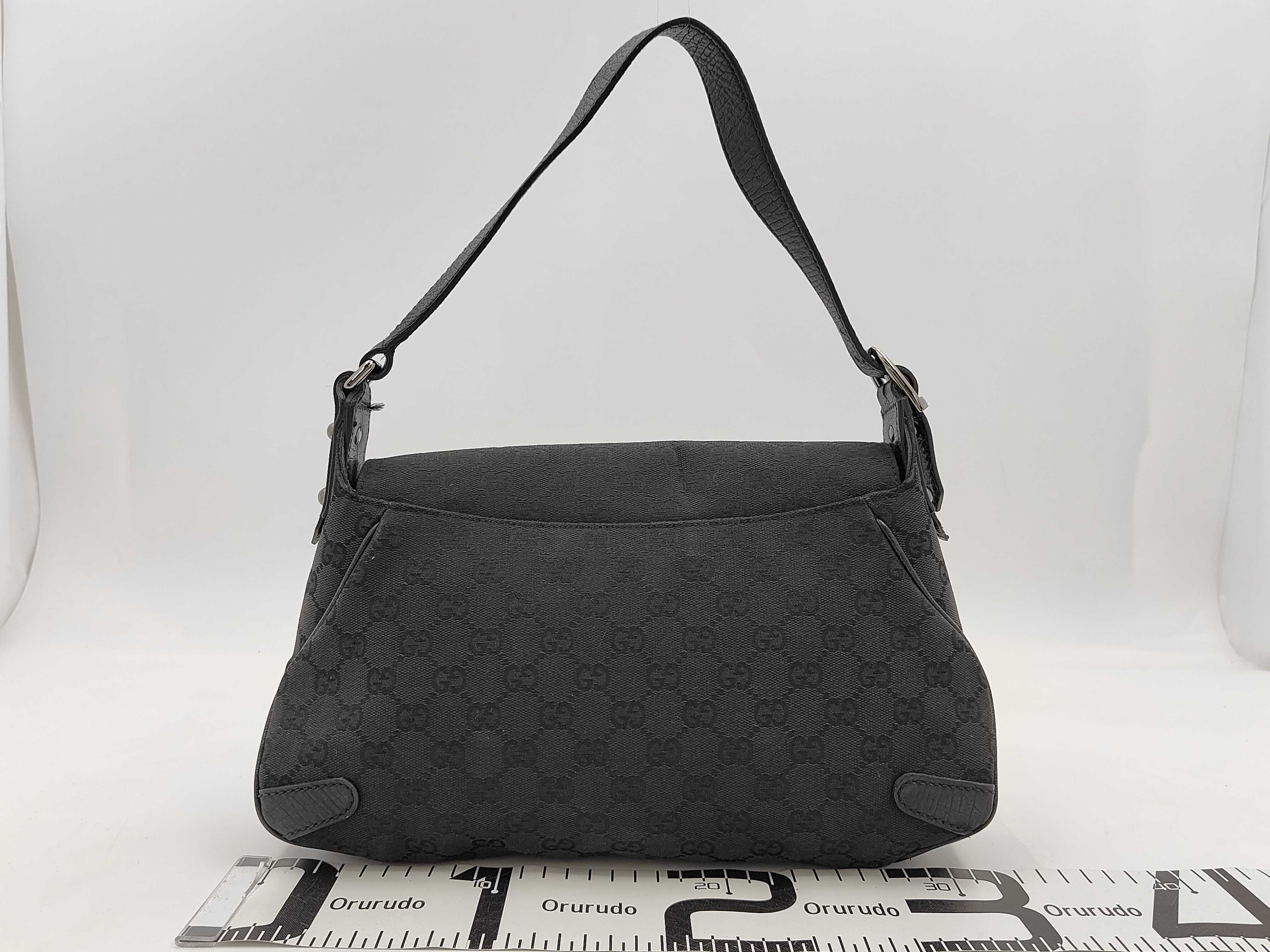 GG Canvas Shoulder Bag 114915 - Black Shoulder Bag with Bit Hardware — view 2