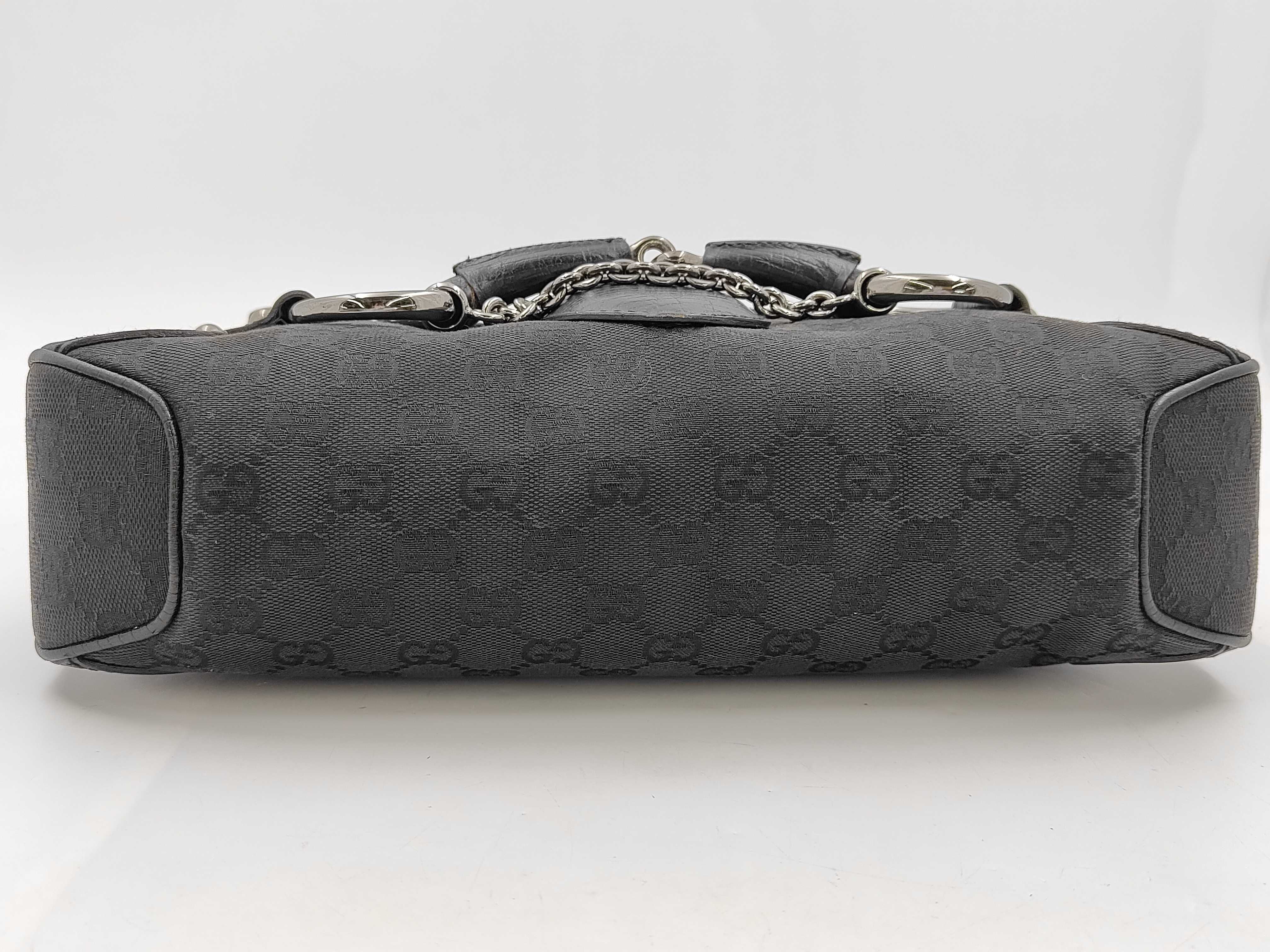 GG Canvas Shoulder Bag 114915 - Black Shoulder Bag with Bit Hardware — view 6
