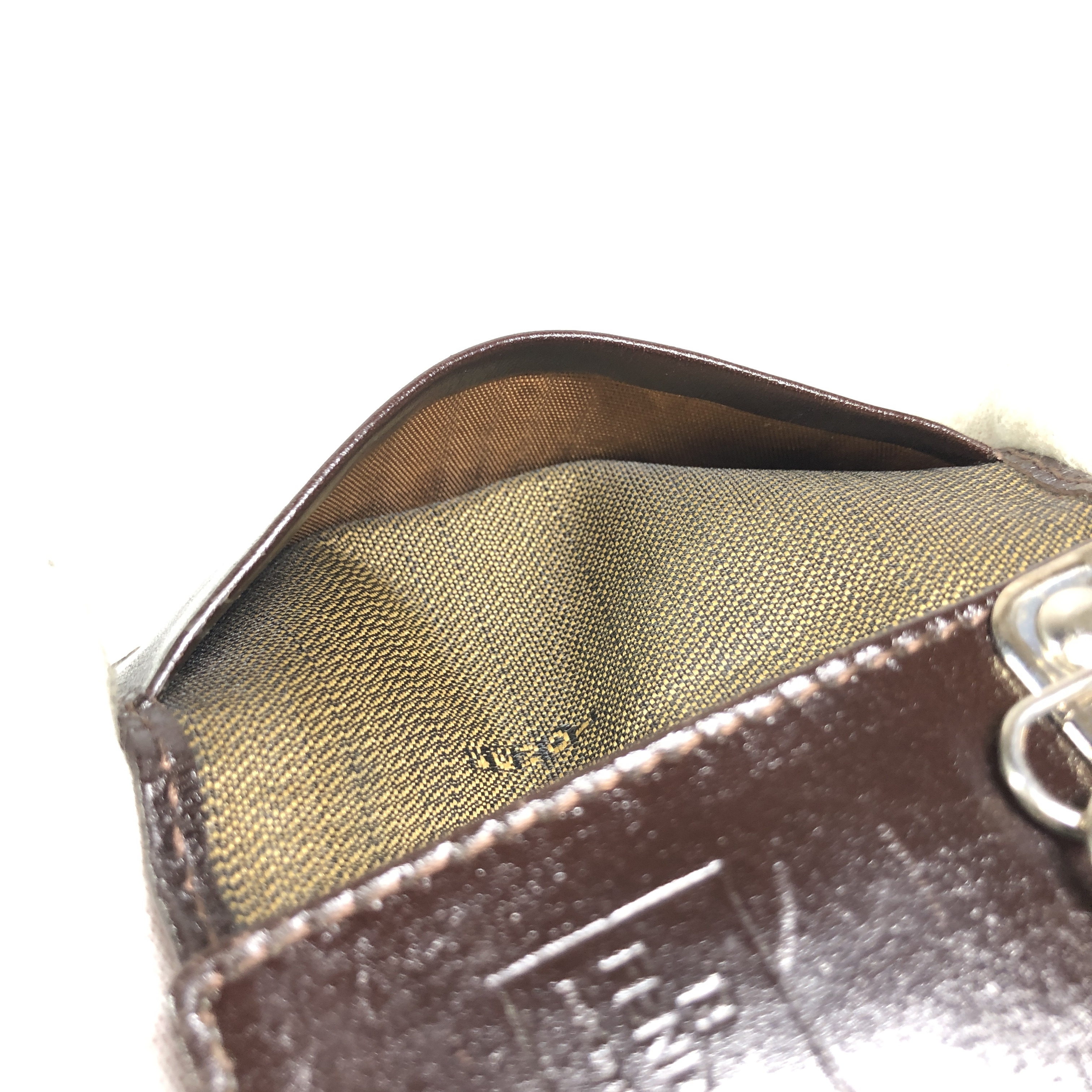 Zucca pattern key case with FF design, 4 hooks, leather and canvas, made in Italy. — view 14