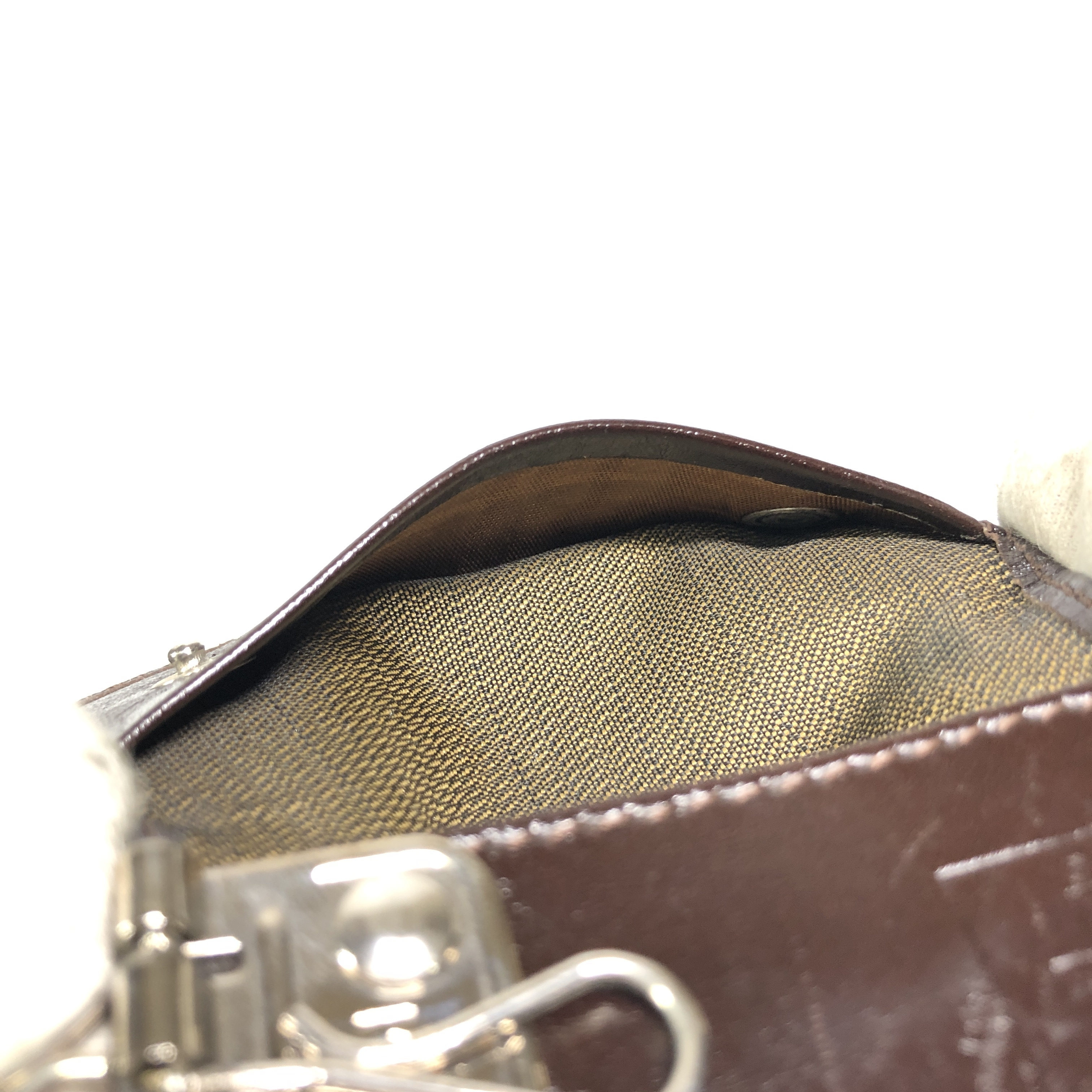 Zucca pattern key case with FF design, 4 hooks, leather and canvas, made in Italy. — view 15