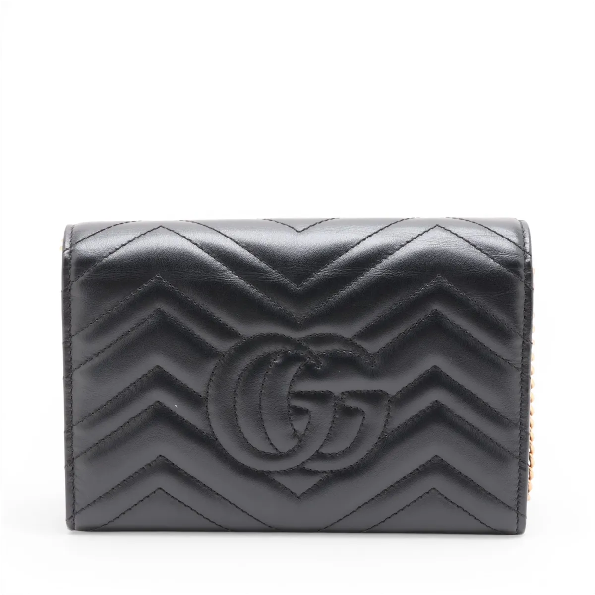 GG Marmont Leather Chain Wallet, Black, 474575 — view 2