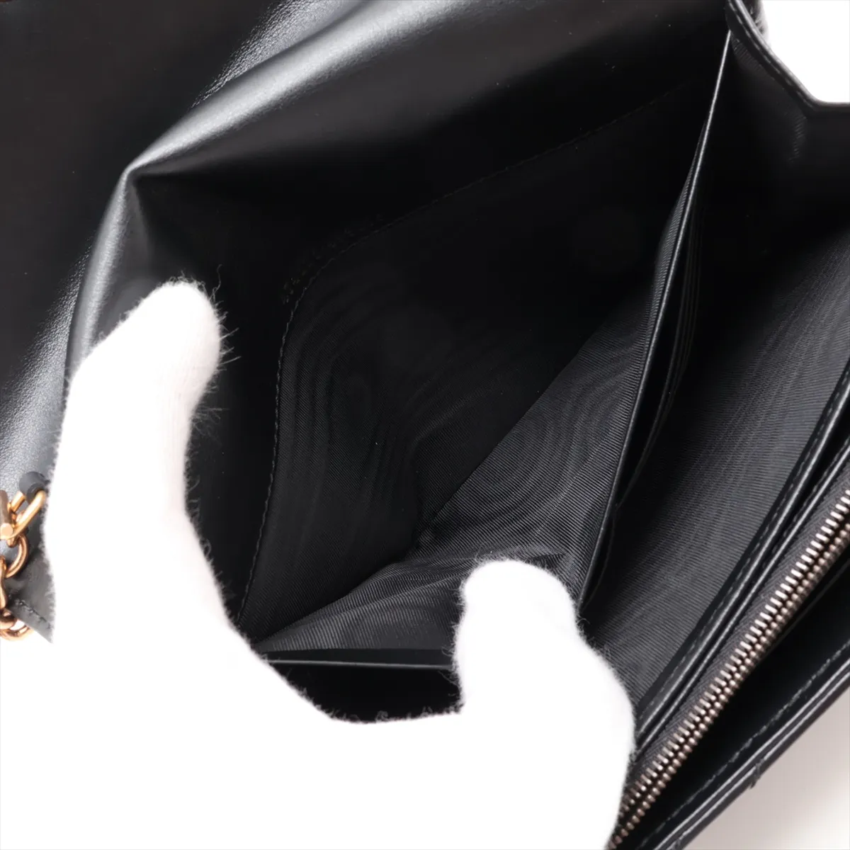 GG Marmont Leather Chain Wallet, Black, 474575 — view 11