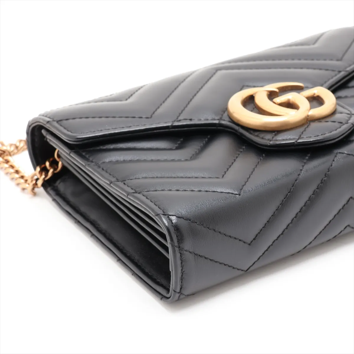 GG Marmont Leather Chain Wallet, Black, 474575 — view 4