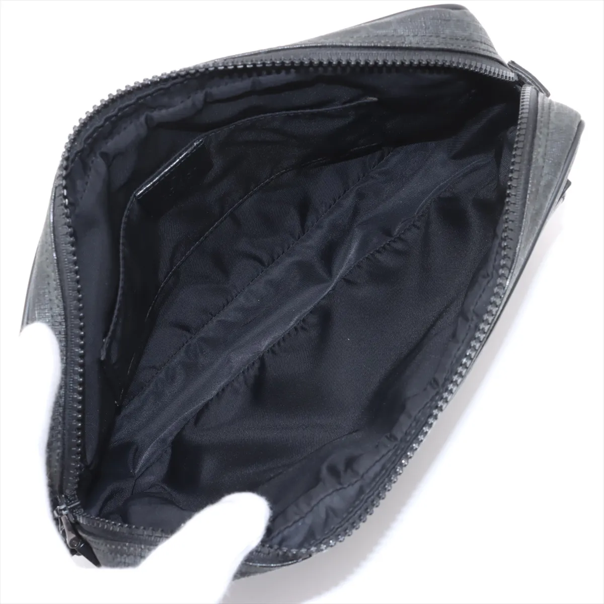 GG Supreme PVC x Leather Clutch Bag Black 162784 — view 6