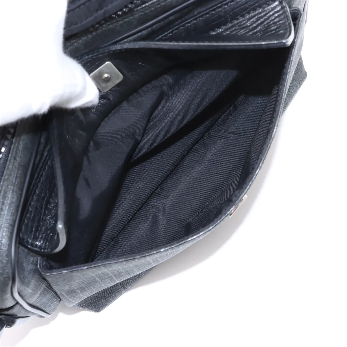 GG Supreme PVC x Leather Clutch Bag Black 162784 — view 8