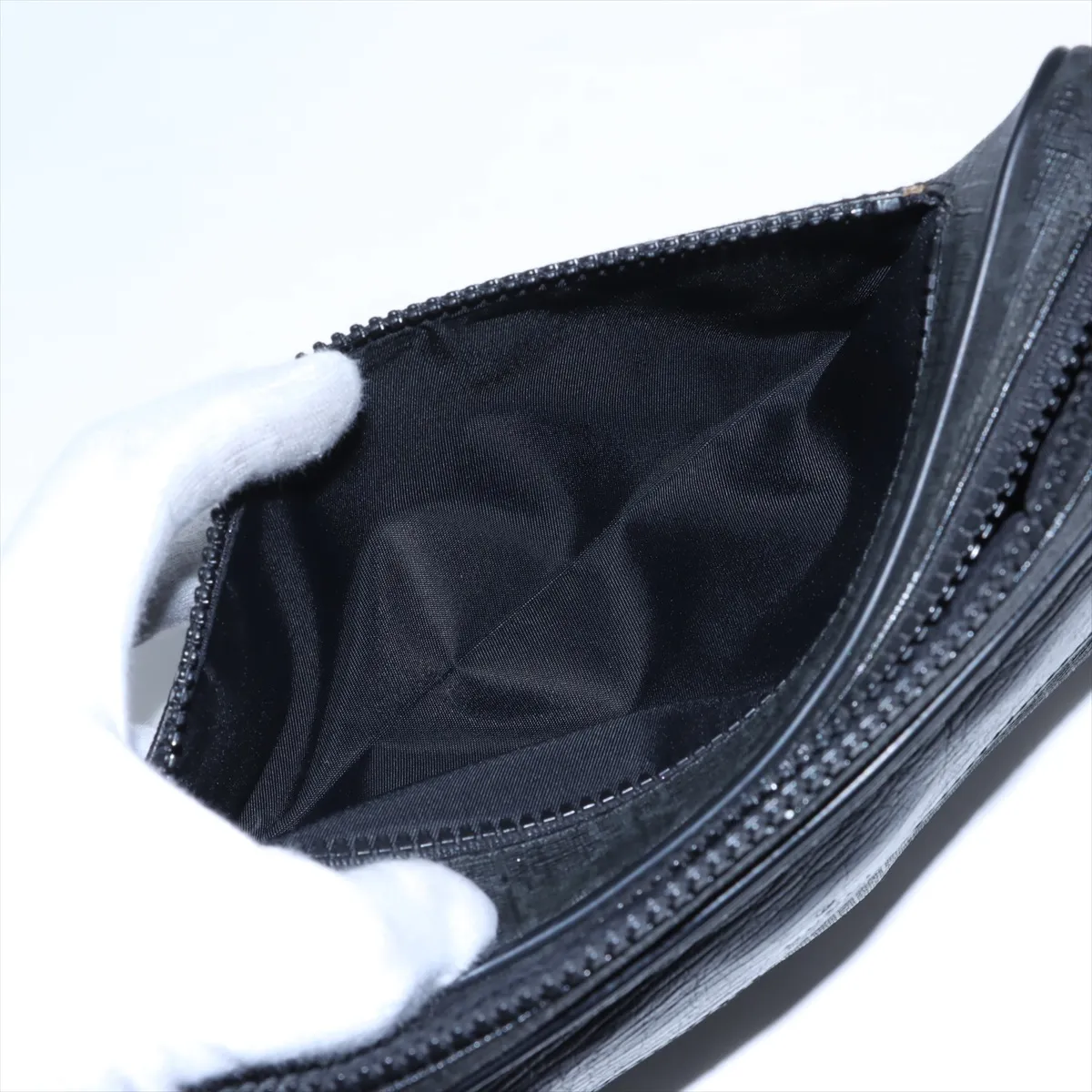 GG Supreme PVC x Leather Clutch Bag Black 162784 — view 9