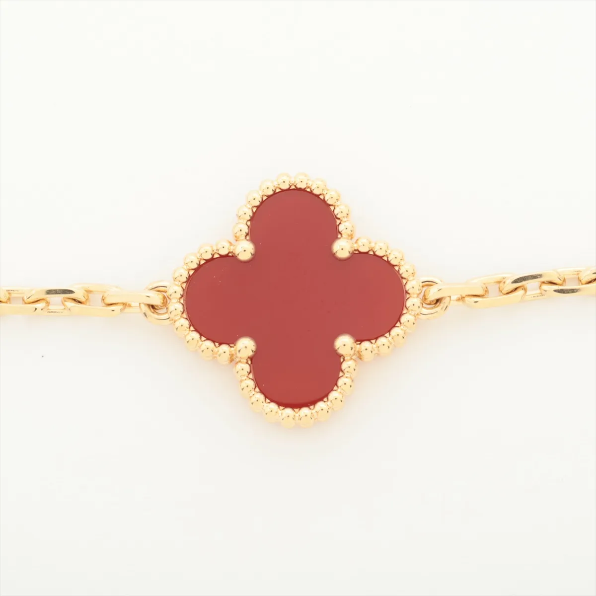 Vintage Alhambra 5P Carnelian Bracelet 750(YG) 11.5g JO922016 Small stone — view 2