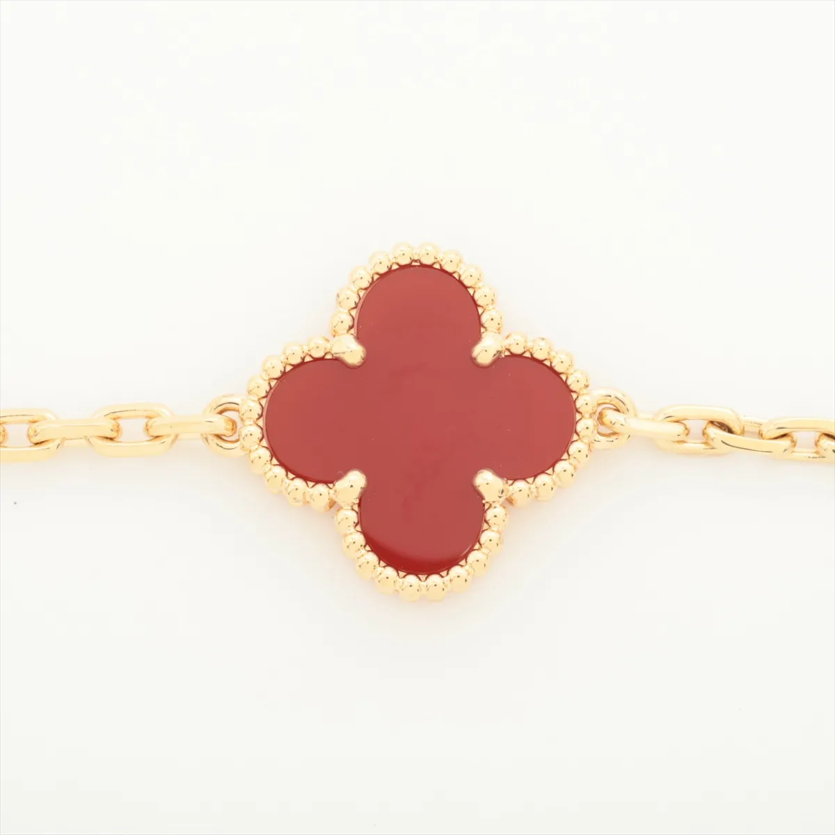 Vintage Alhambra 5P Carnelian Bracelet 750(YG) 11.5g JO922016 Small stone — view 3
