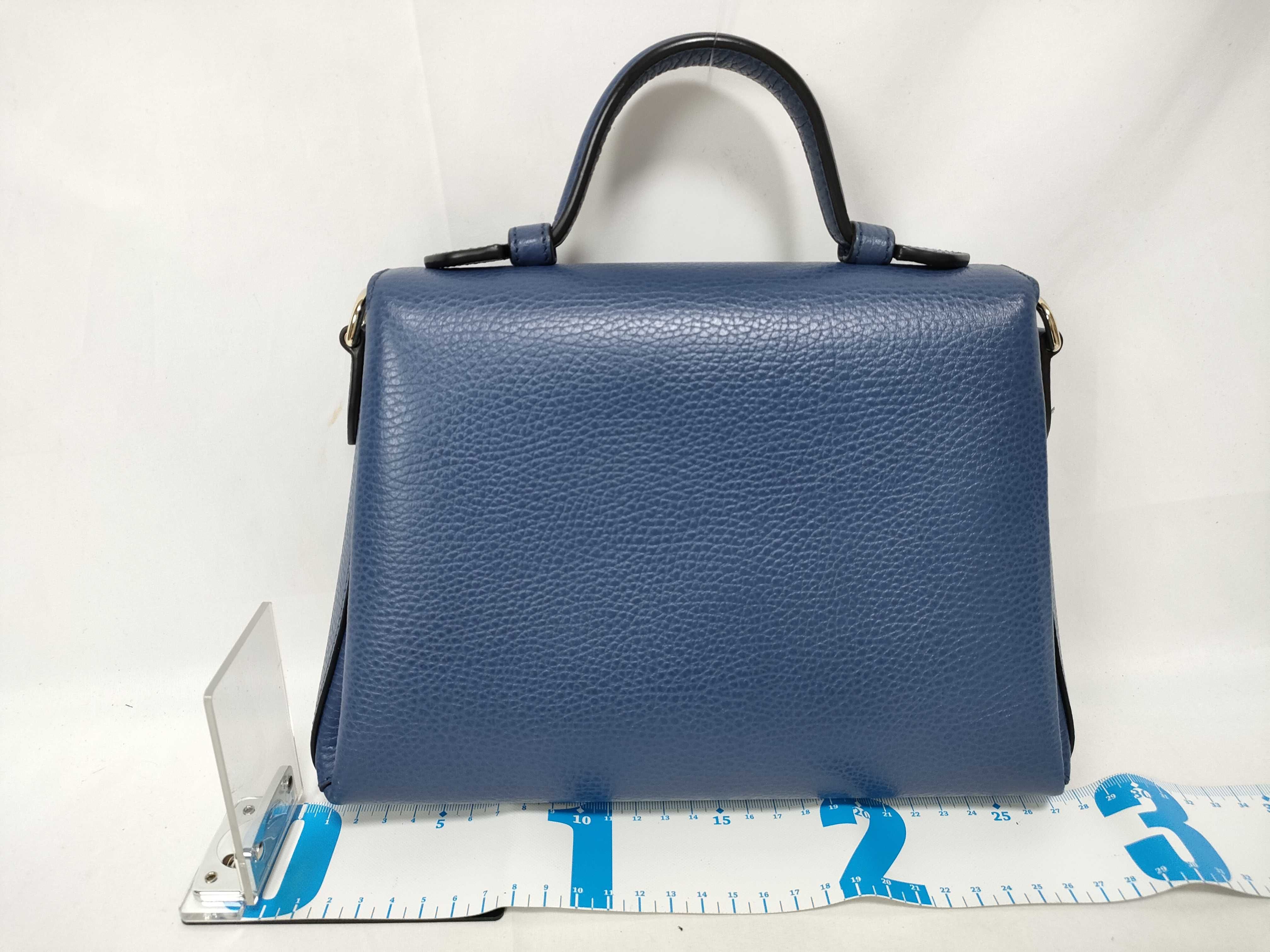 Interlocking G Leather 2-Way Handbag, Blue, 510302 (Outlet Handbag) — view 2