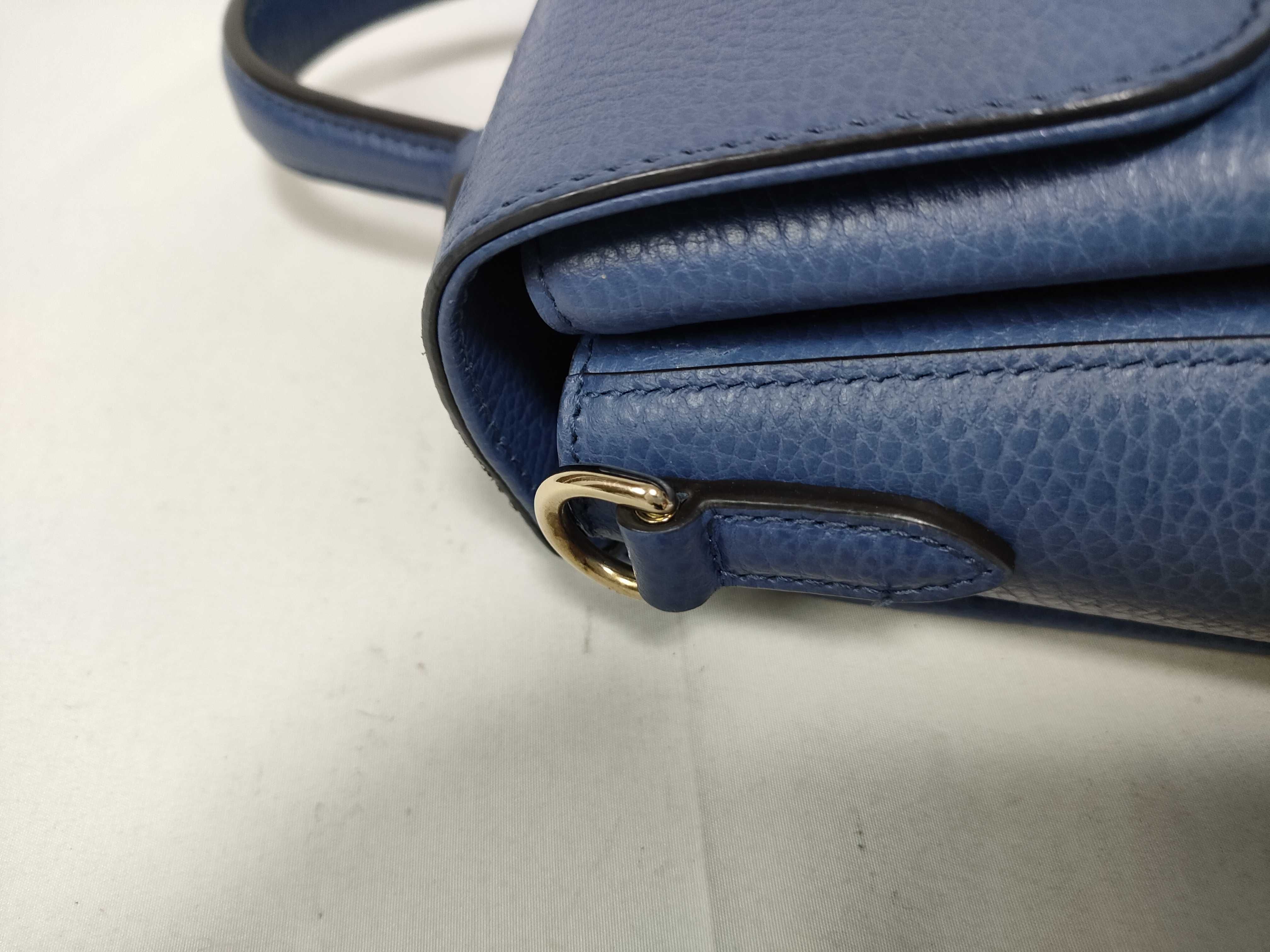 Interlocking G Leather 2-Way Handbag, Blue, 510302 (Outlet Handbag) — view 7
