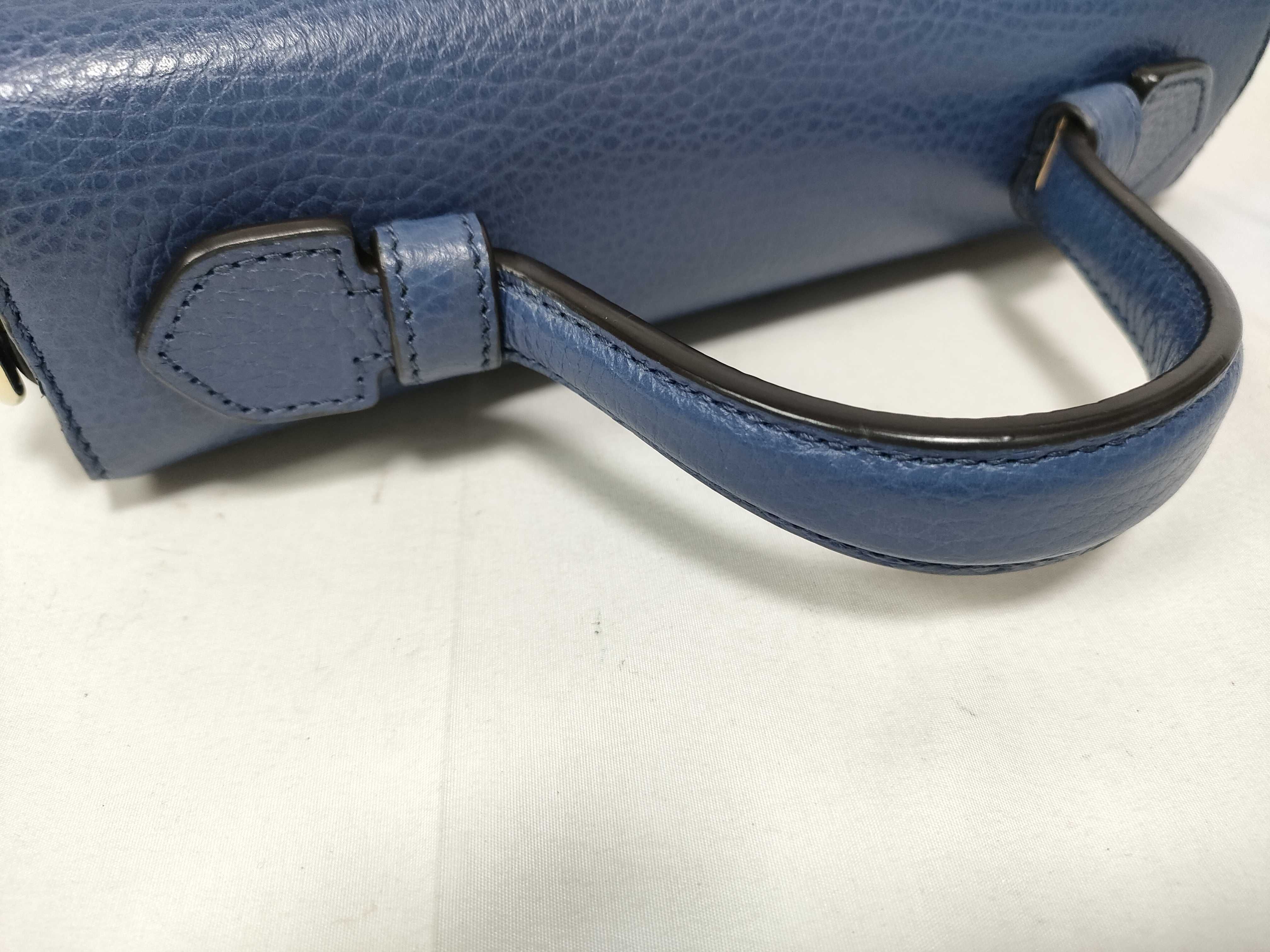 Interlocking G Leather 2-Way Handbag, Blue, 510302 (Outlet Handbag) — view 8