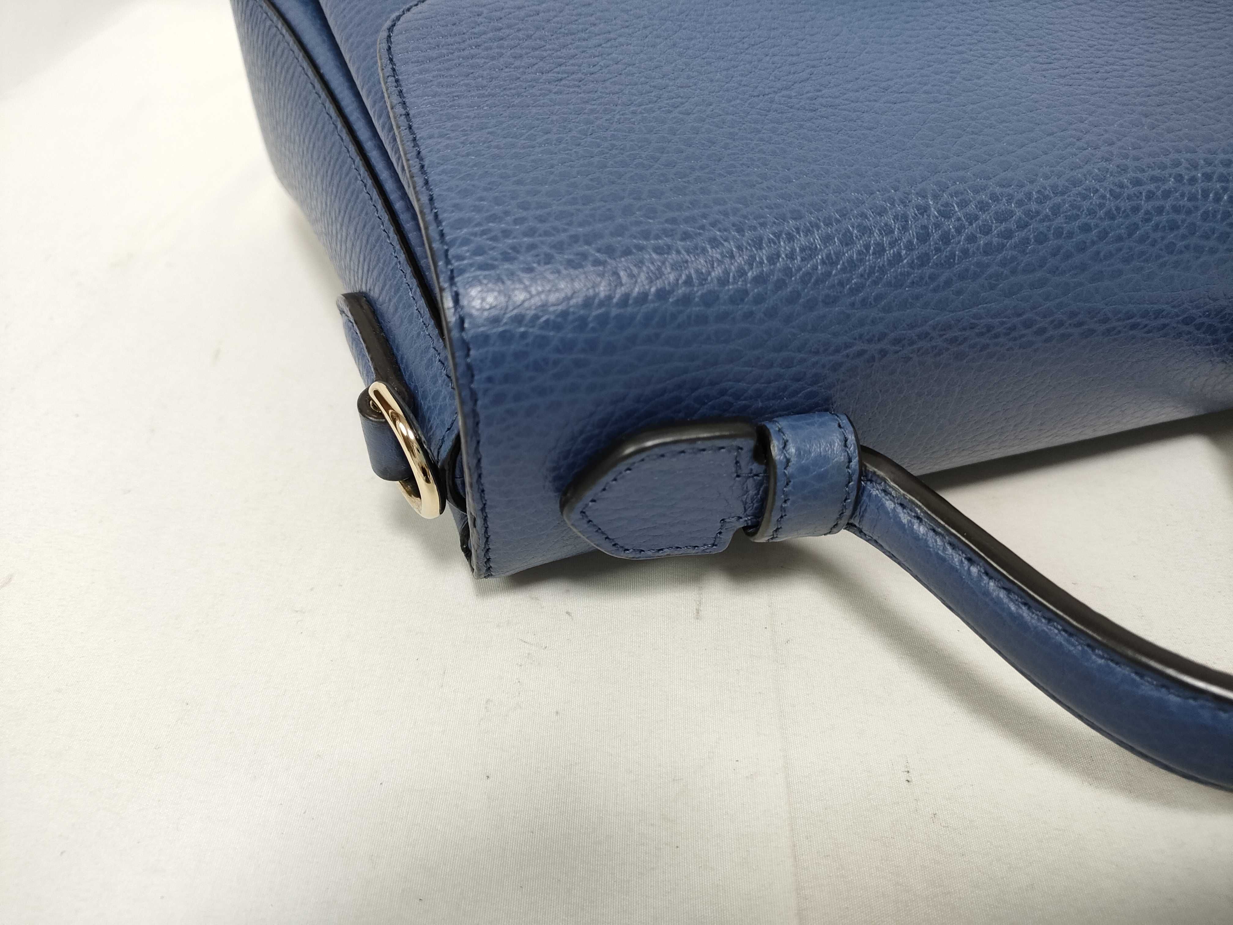 Interlocking G Leather 2-Way Handbag, Blue, 510302 (Outlet Handbag) — view 10