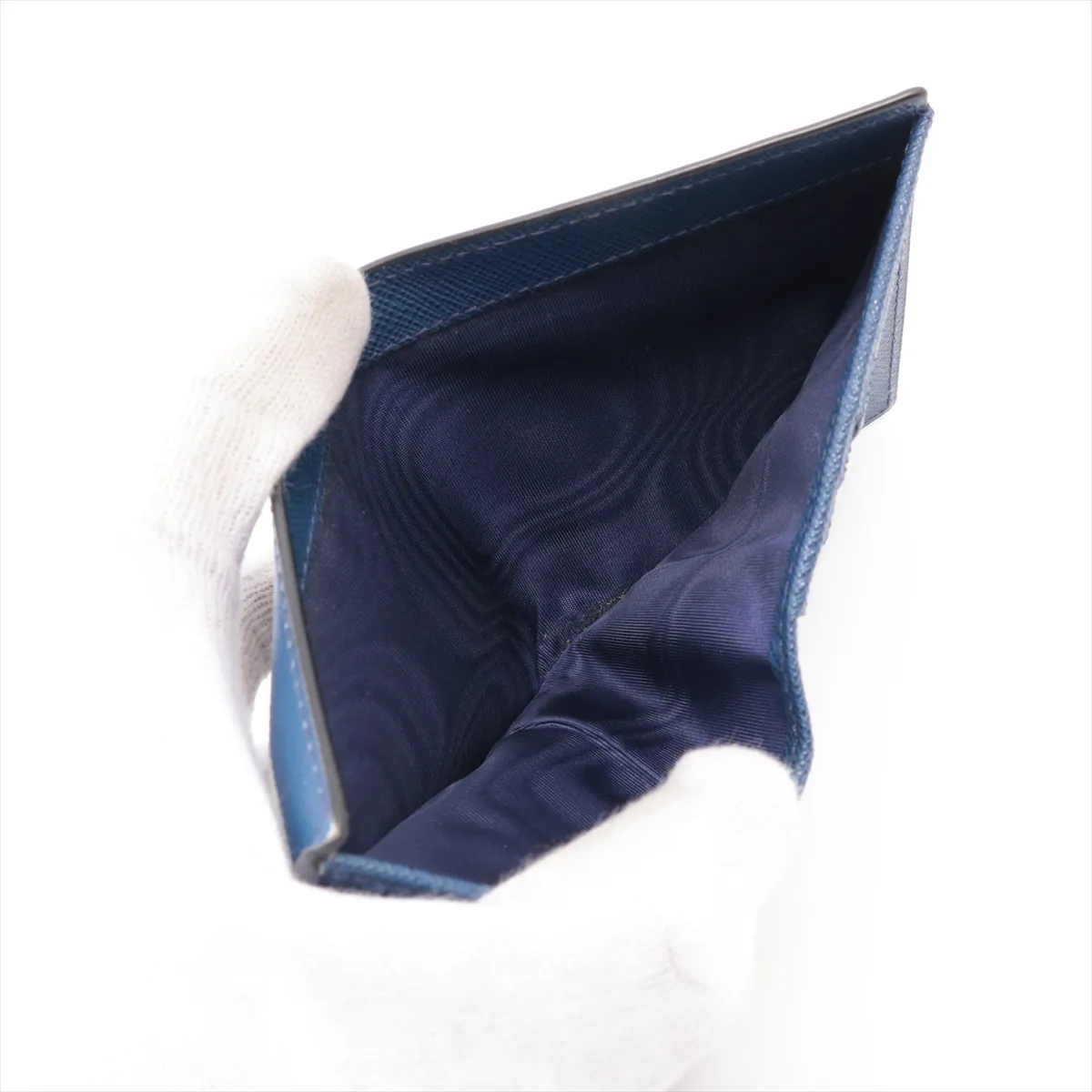 Saffiano 2MO004 Leather Card Case Blue Saffiano Baiade — view 4