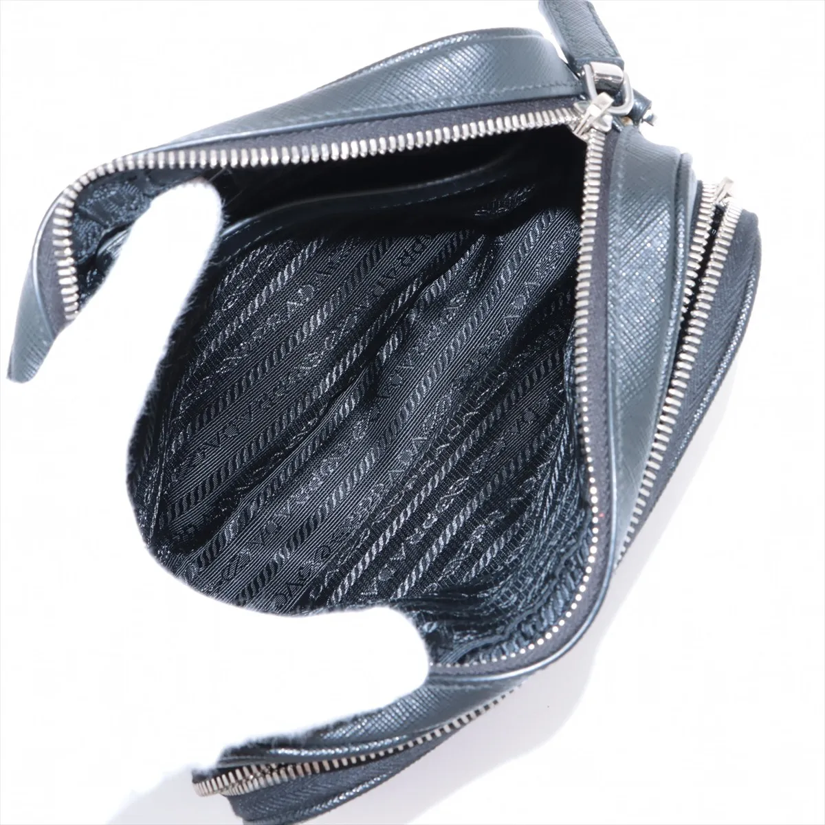 Saffiano Leather Shoulder Bag, Black, No Tag — view 6