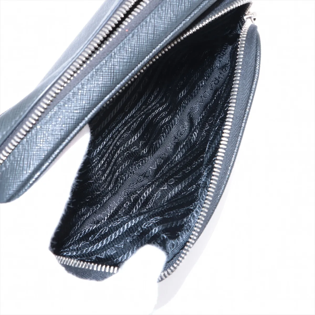 Saffiano Leather Shoulder Bag, Black, No Tag — view 8