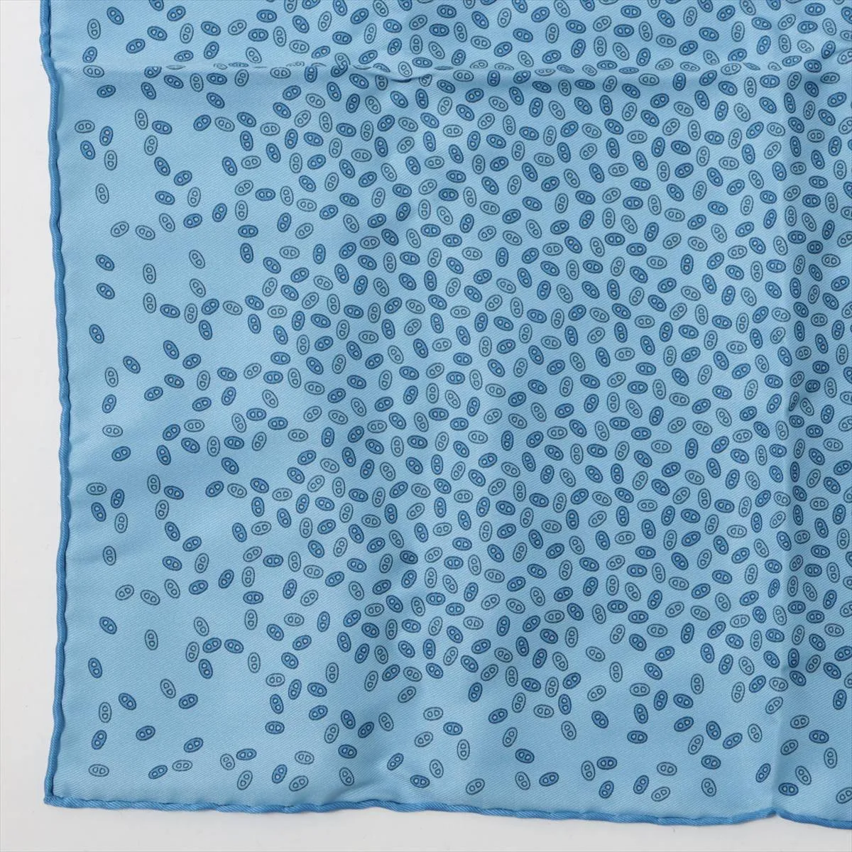 Carre 45 Maillons Deschaines scarf, silk, blue. Shows signs of wear, — view 5
