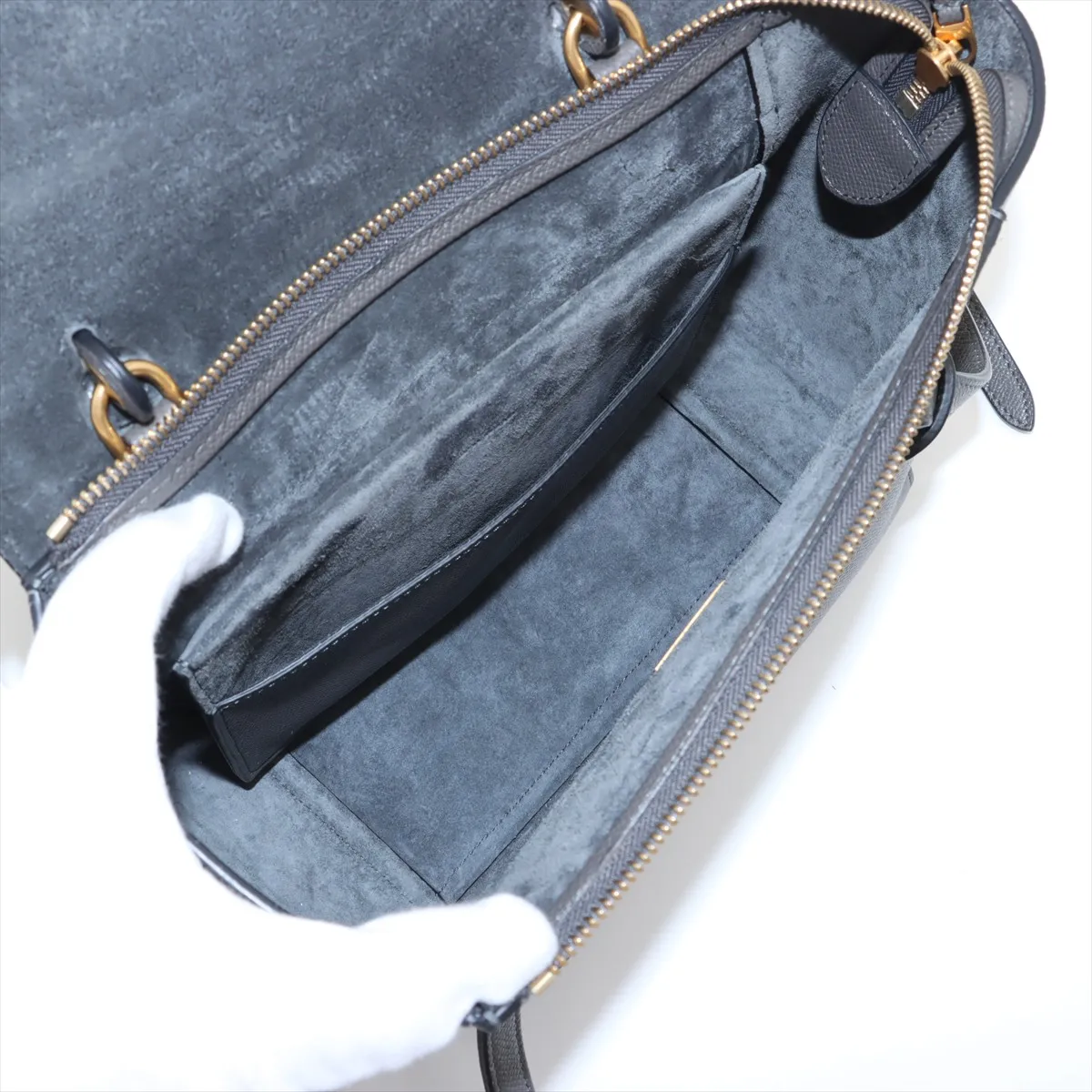 Belt Bag Micro Leather 2WAY Handbag Gray — view 8