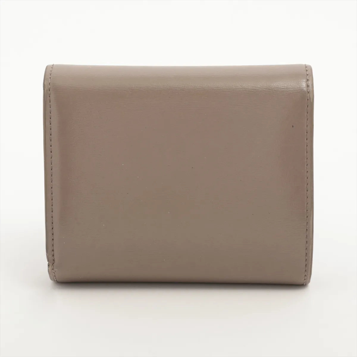 Triomphe Small Flap Wallet Leather Compact Wallet Greige — view 2