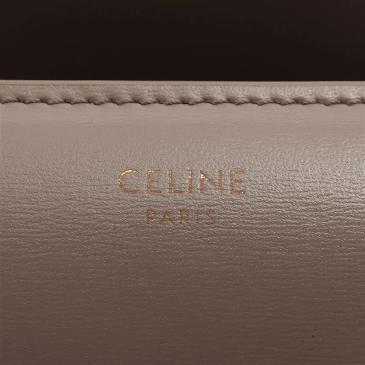 Triomphe Small Flap Wallet Leather Compact Wallet Greige — view 9