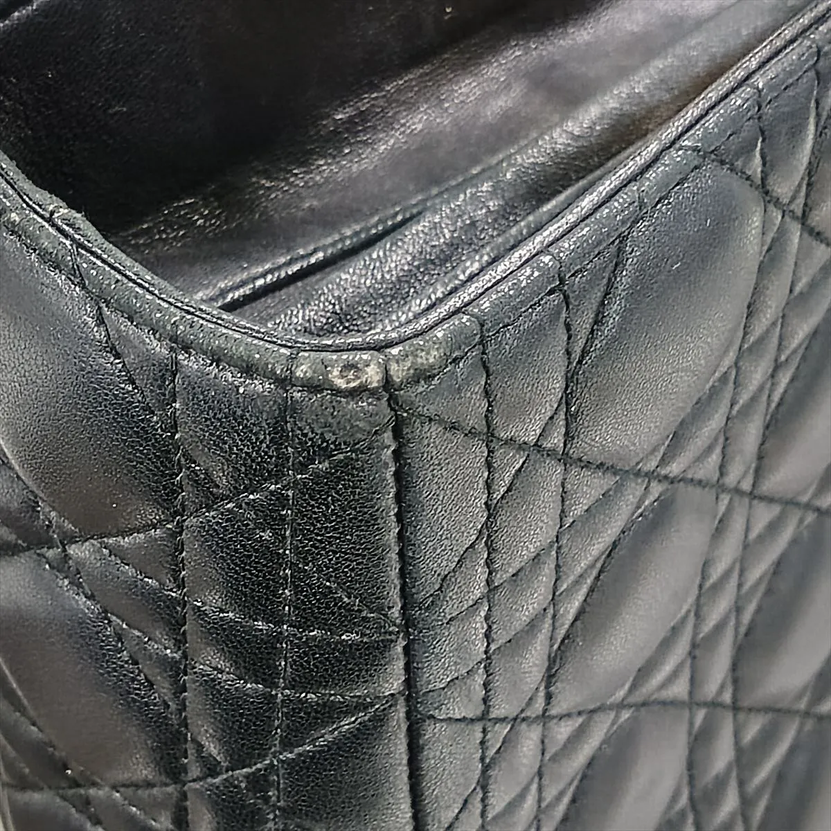 Cannage Lady Dior Large Leather 2-Way Handbag, Black — view 12