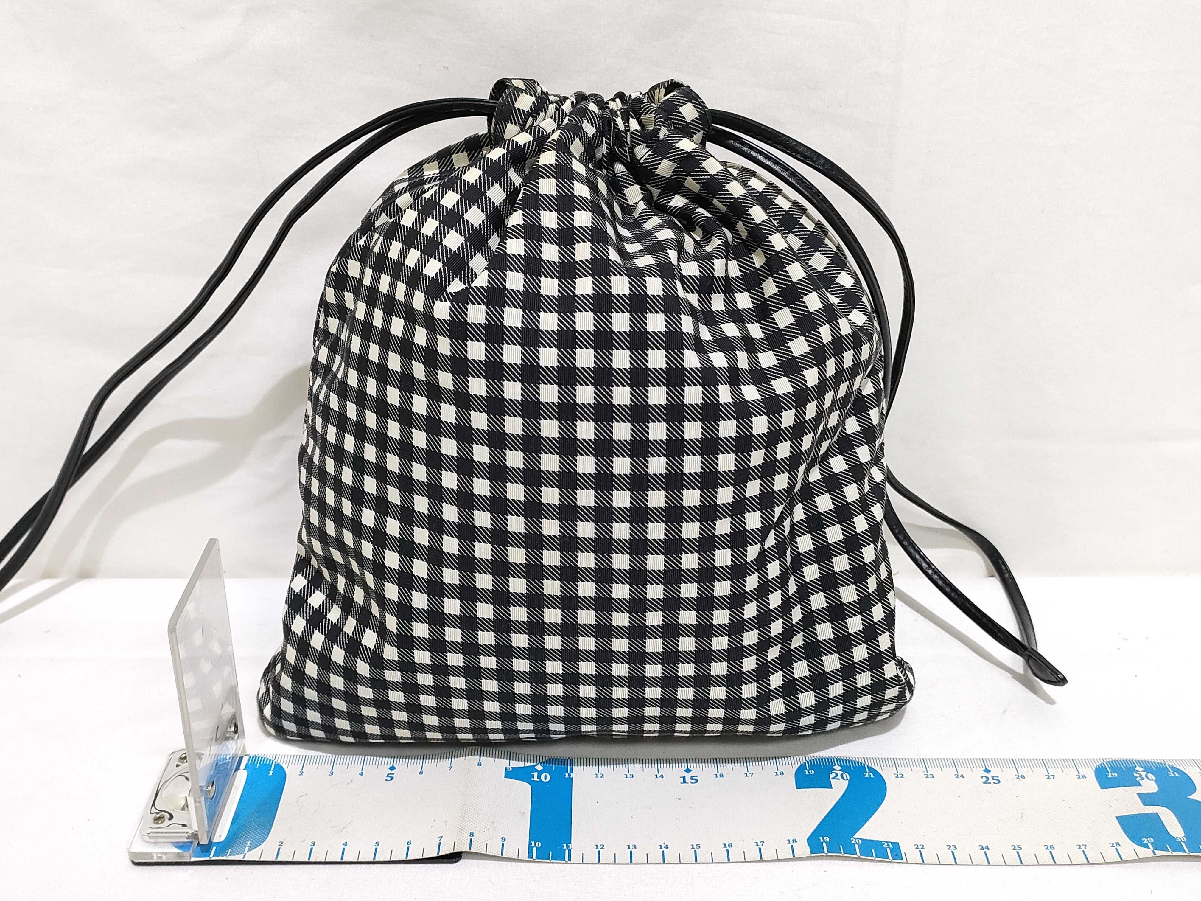 Brand New, Unused RE-NYLON FAILLE VICHY Gingham Drawstring Bag Handbag — view 2