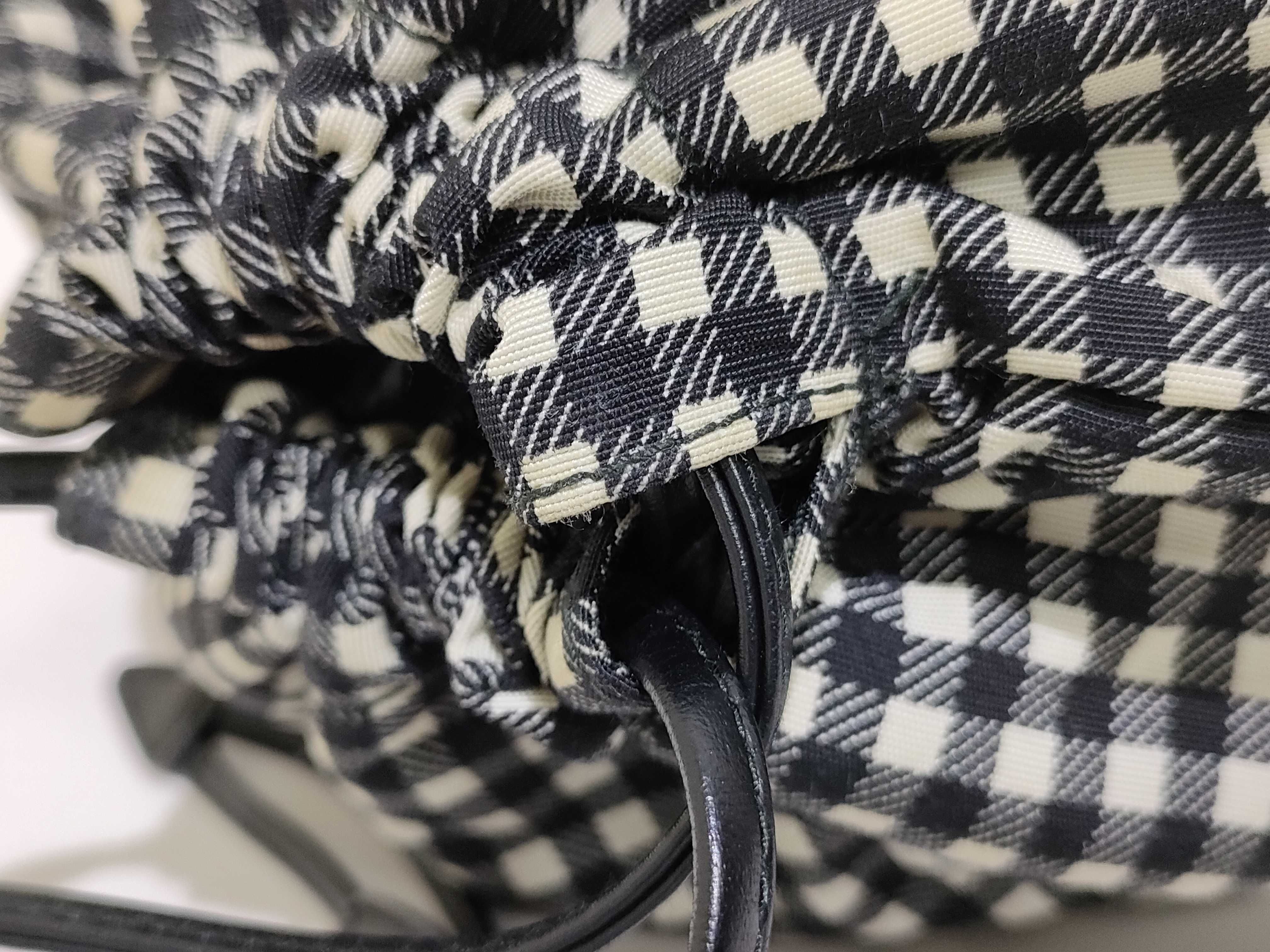 Brand New, Unused RE-NYLON FAILLE VICHY Gingham Drawstring Bag Handbag — view 5