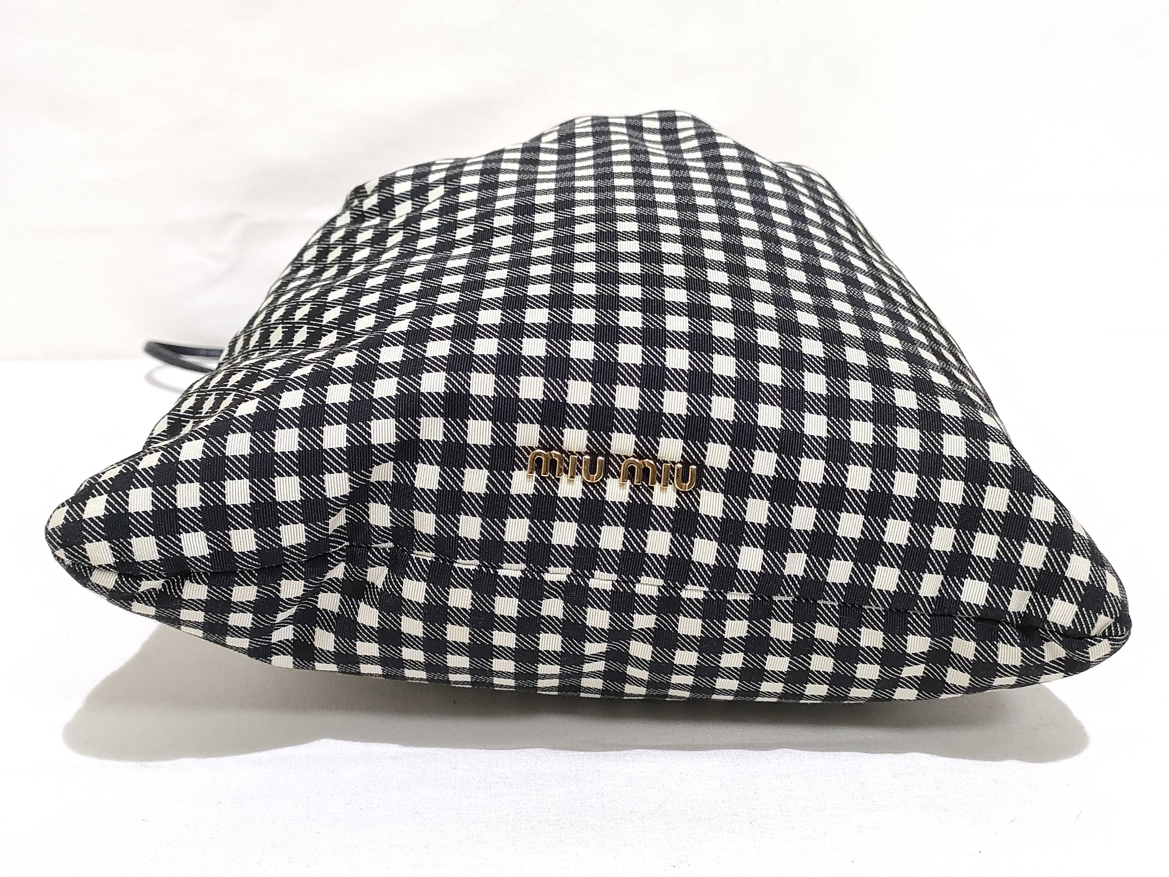 Brand New, Unused RE-NYLON FAILLE VICHY Gingham Drawstring Bag Handbag — view 7