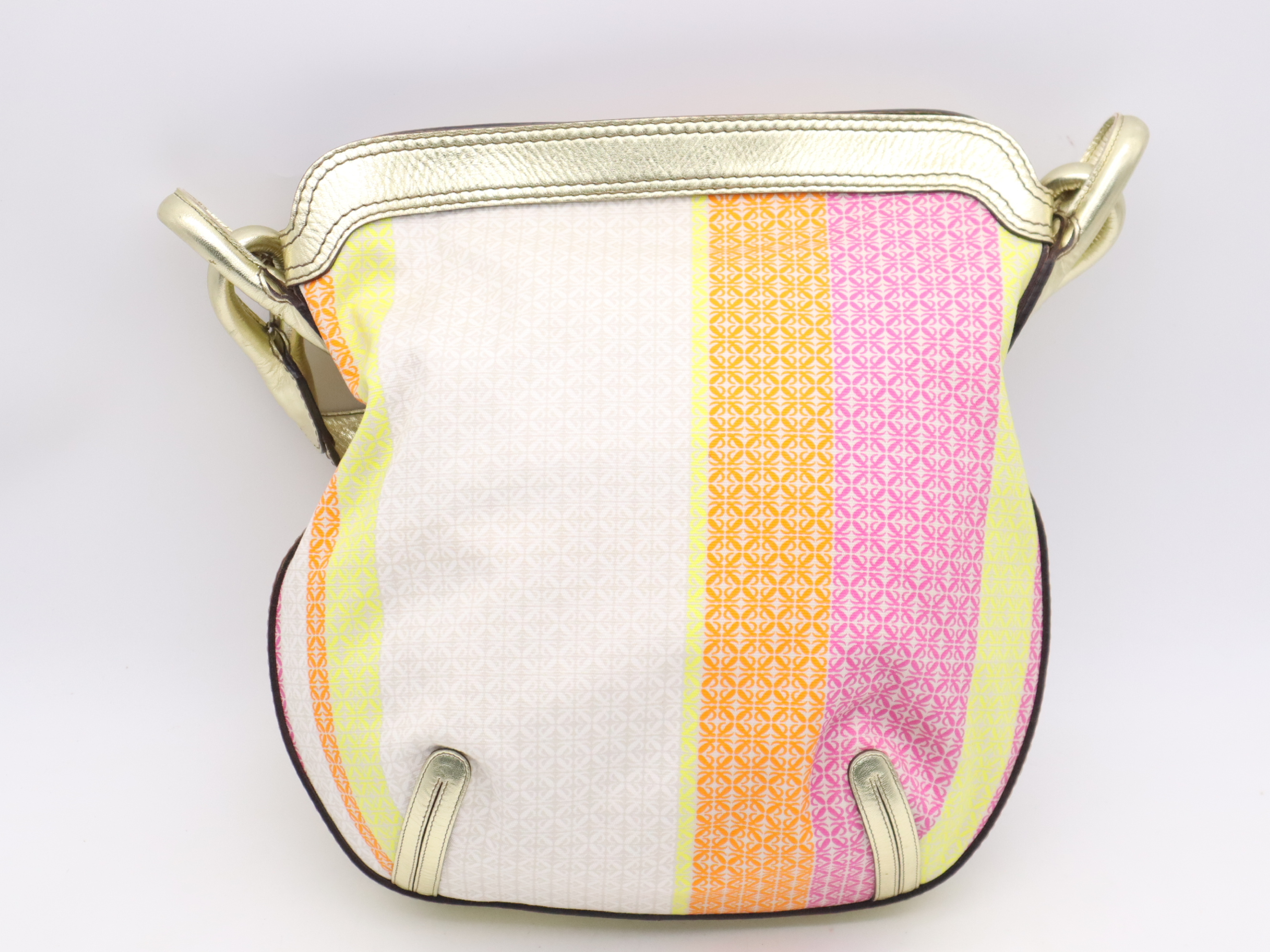 Canvas x Leather Shoulder Bag with Gold Hardware — view 2