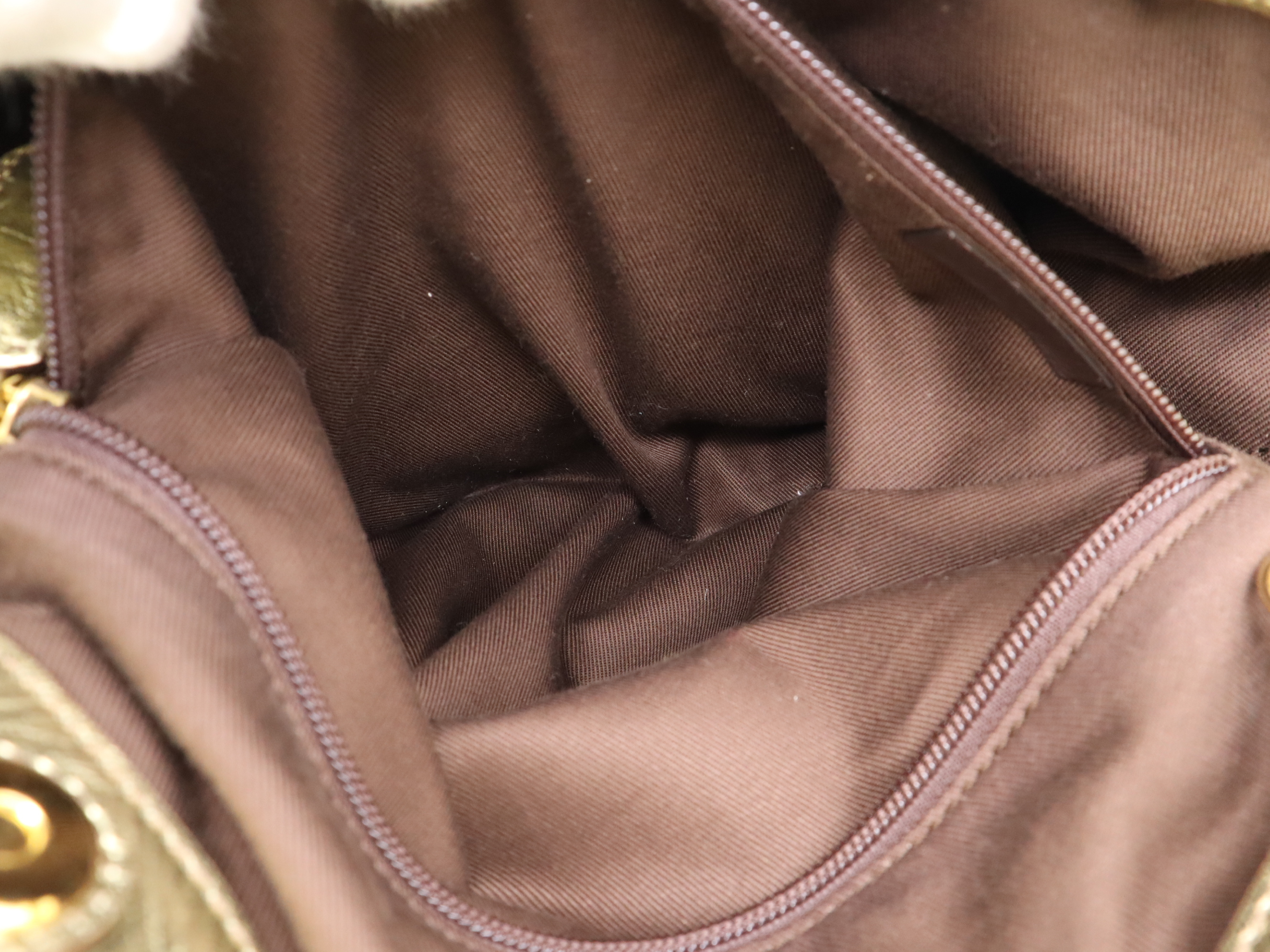 Canvas x Leather Shoulder Bag with Gold Hardware — view 14