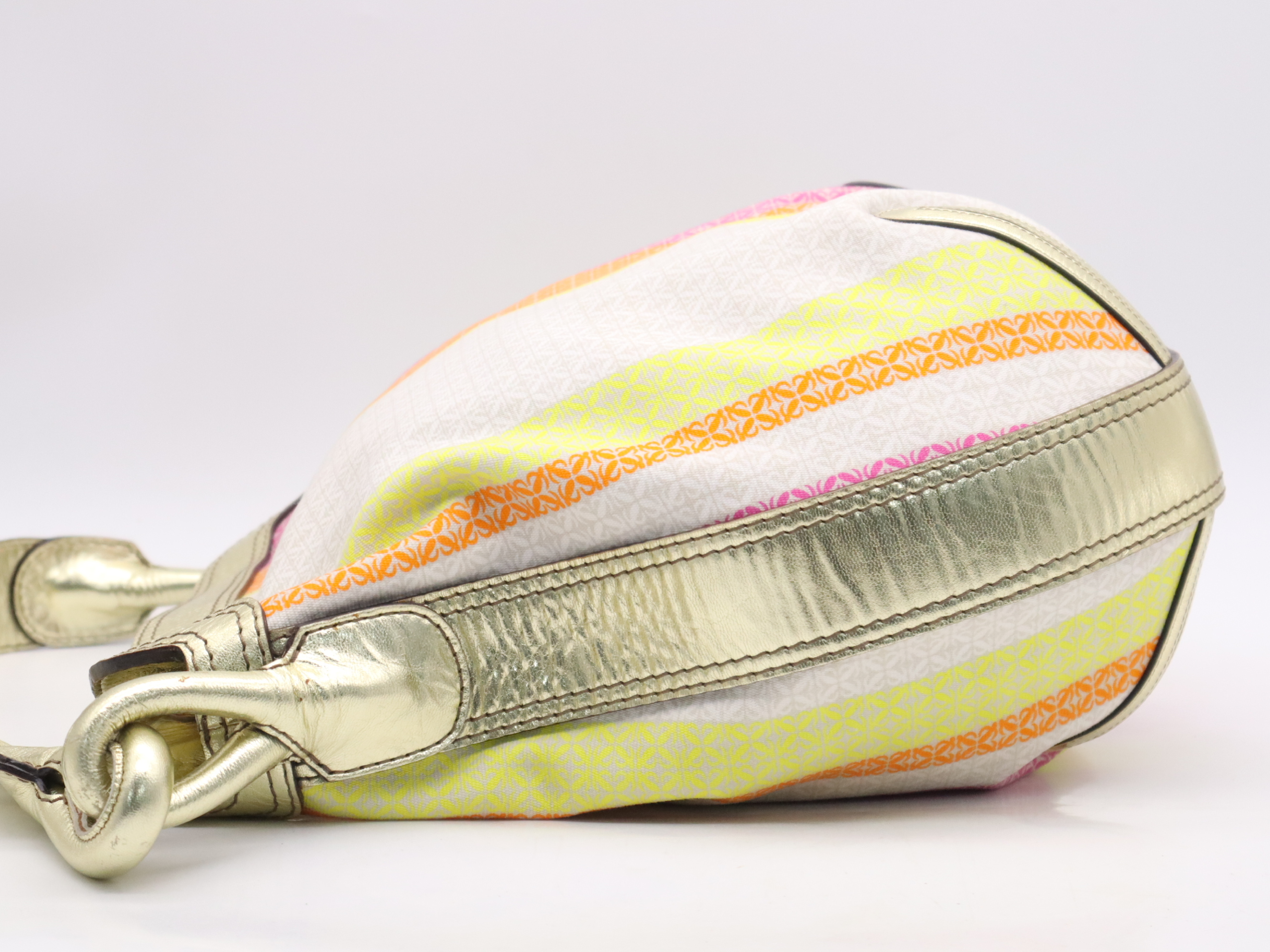 Canvas x Leather Shoulder Bag with Gold Hardware — view 3