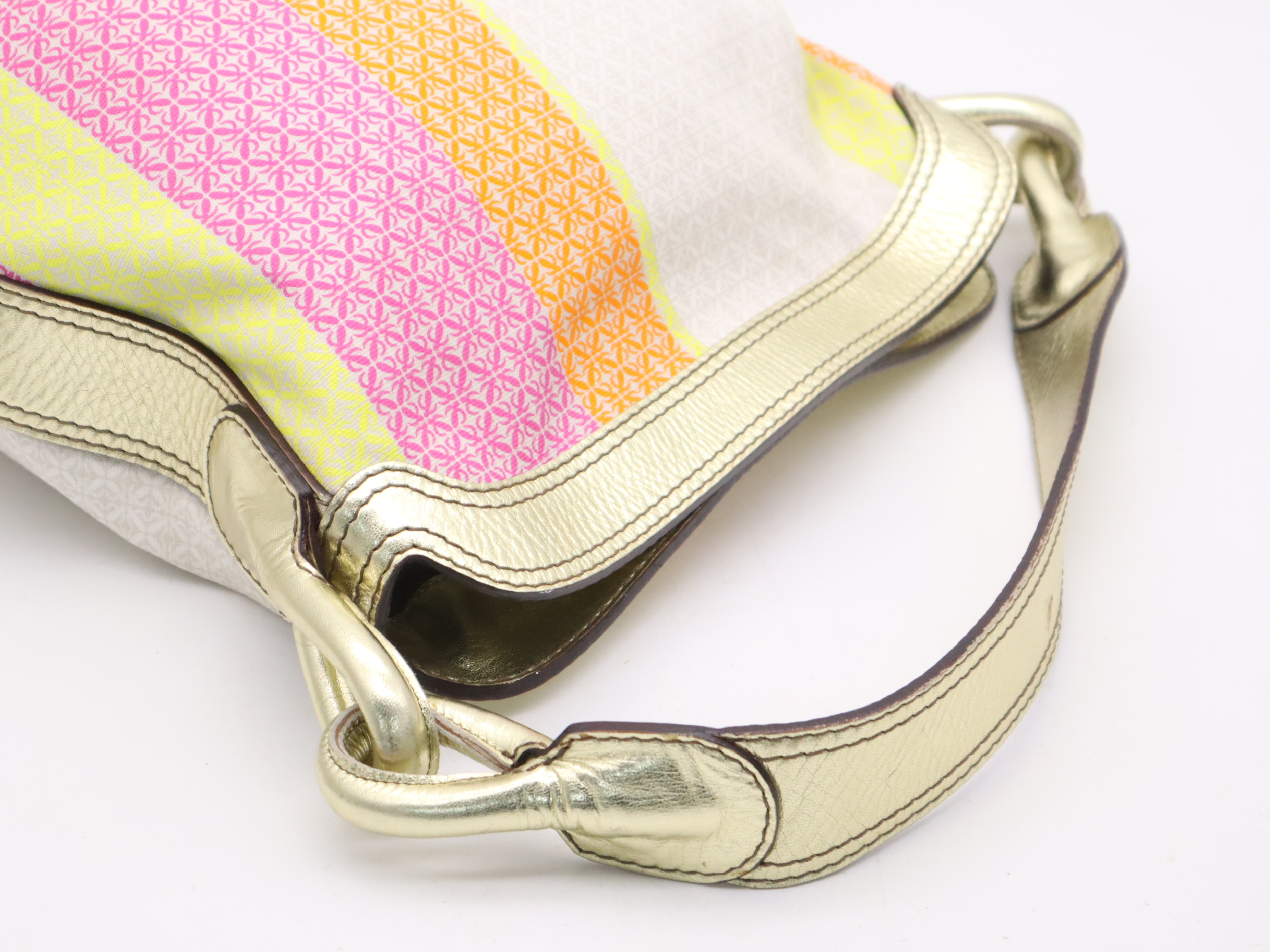 Canvas x Leather Shoulder Bag with Gold Hardware — view 6