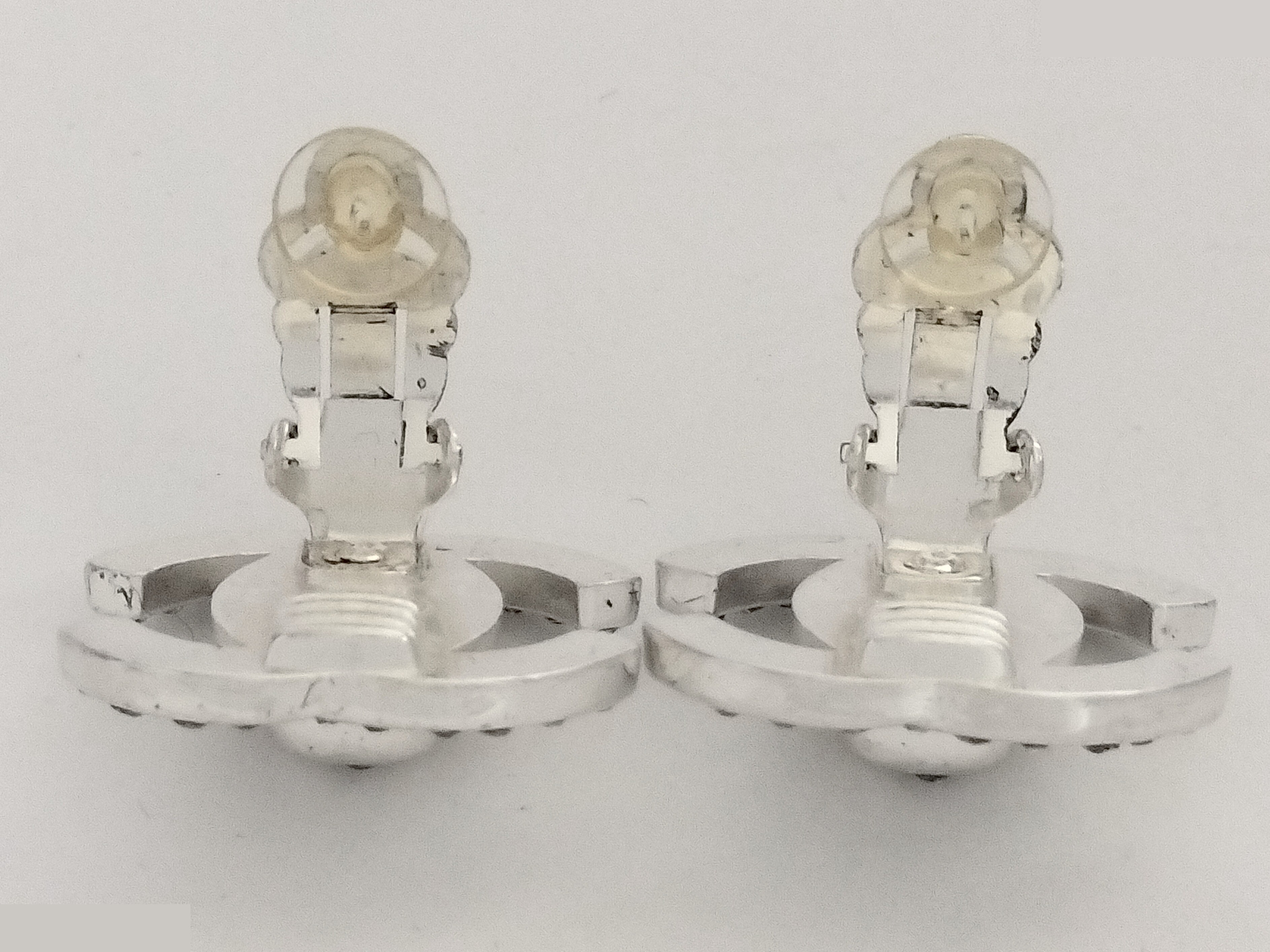 Coco Turnlock Rhinestone Silver Earrings — view 4
