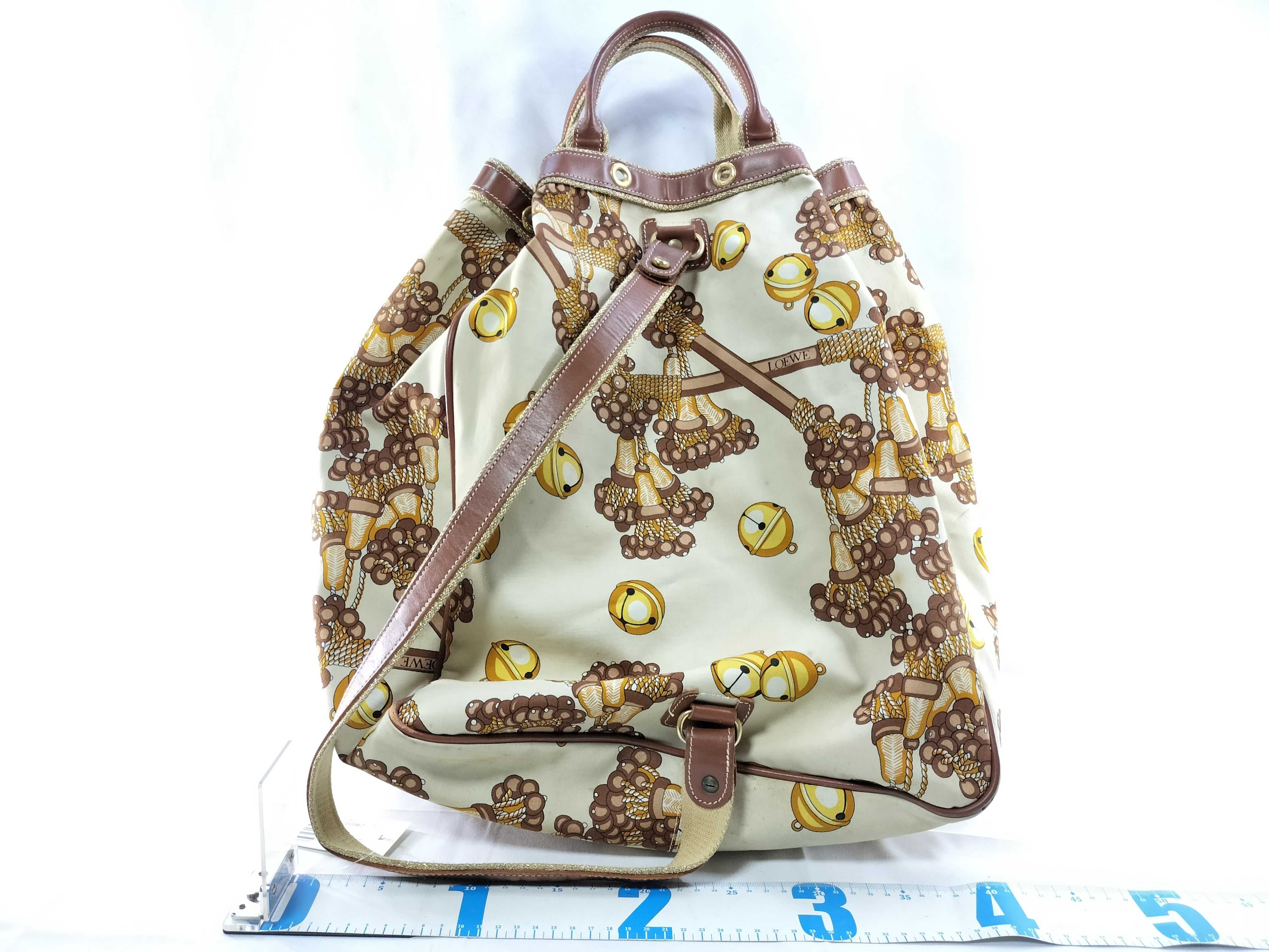 Vintage One-Shoulder Canvas Shoulder Bag with Bell Pattern — view 2