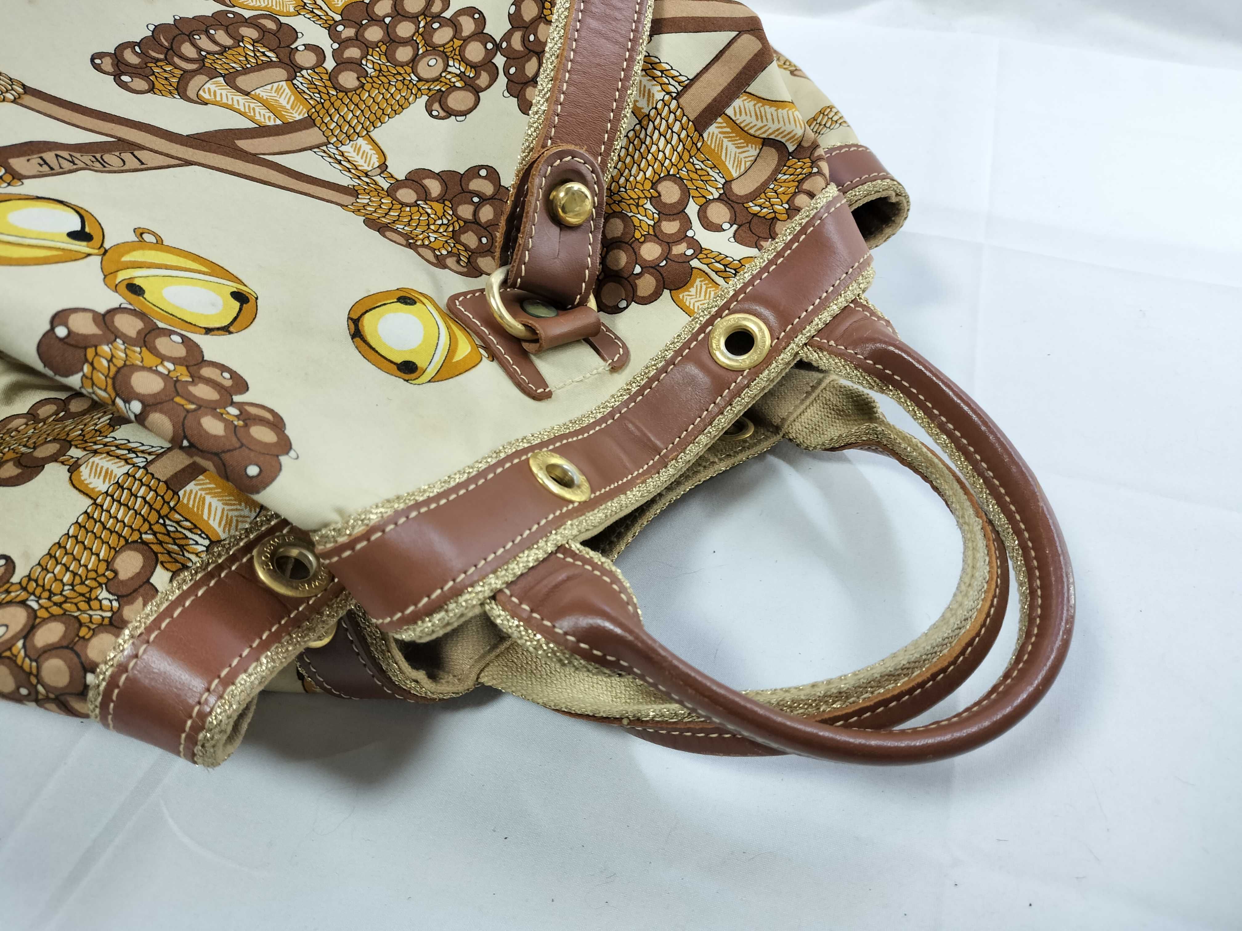 Vintage One-Shoulder Canvas Shoulder Bag with Bell Pattern — view 3