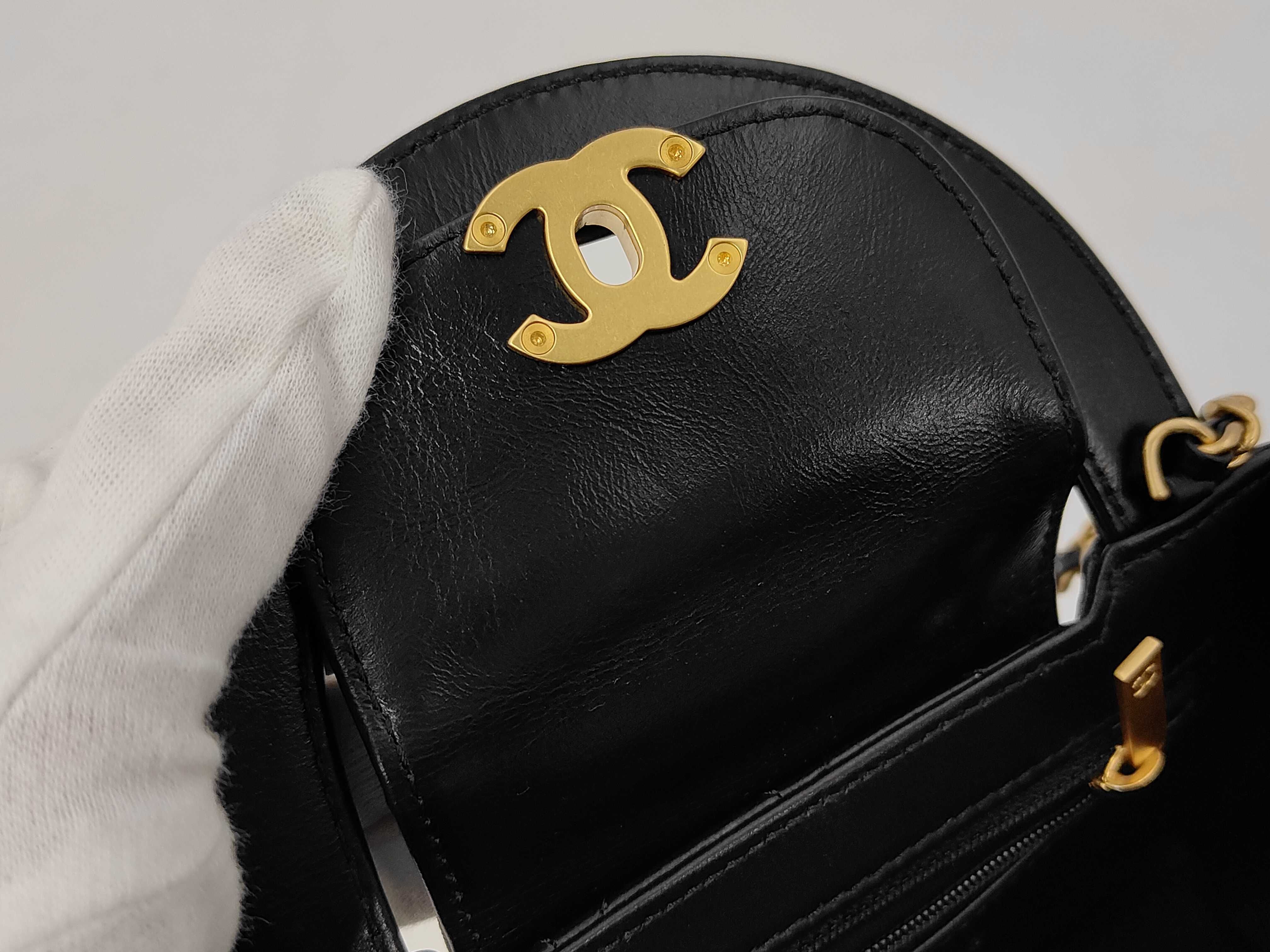 2-Way Chain Shoulder Bag, Calfskin, Black GP Shoulder Bag — view 13