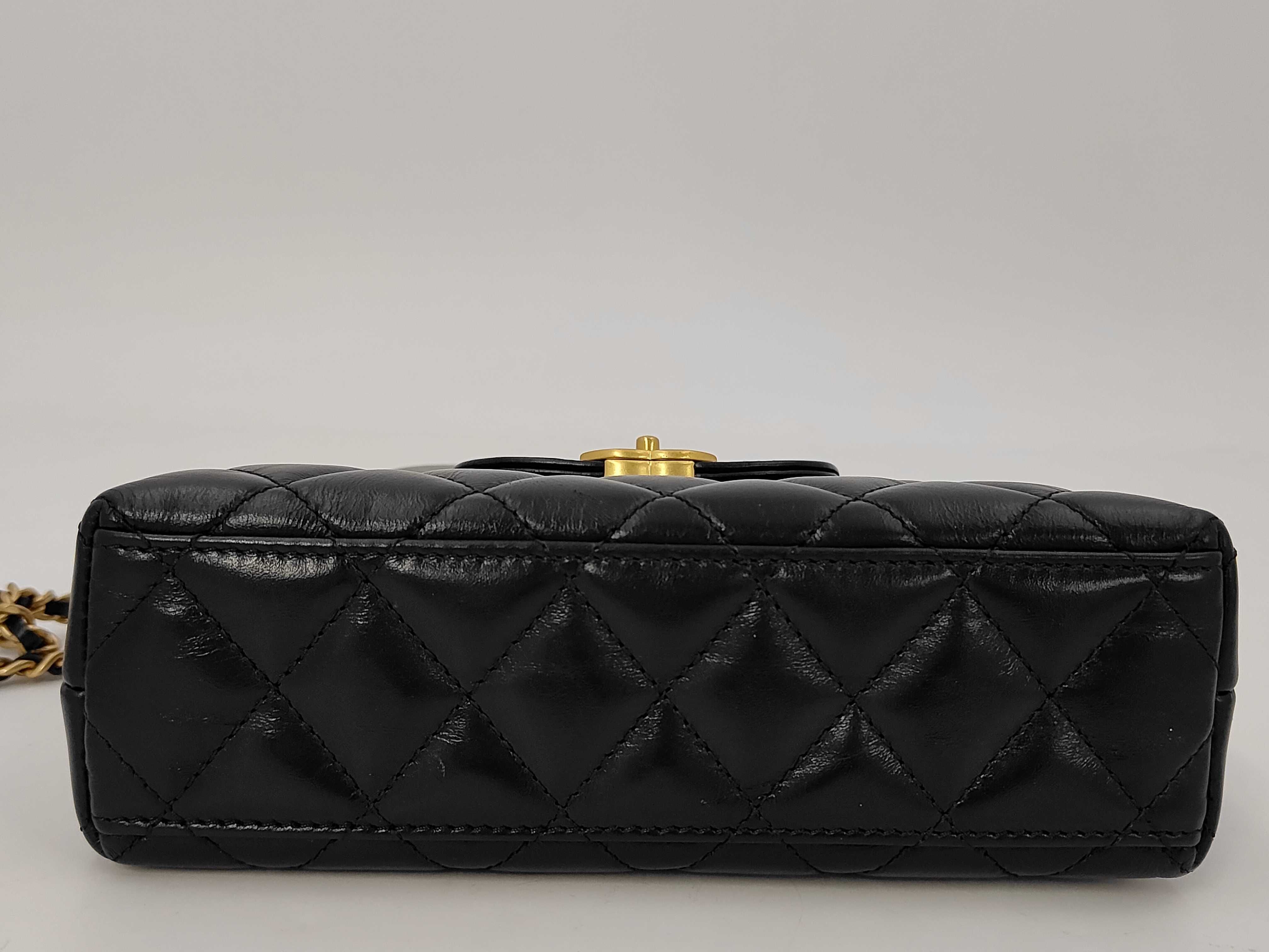 2-Way Chain Shoulder Bag, Calfskin, Black GP Shoulder Bag — view 4