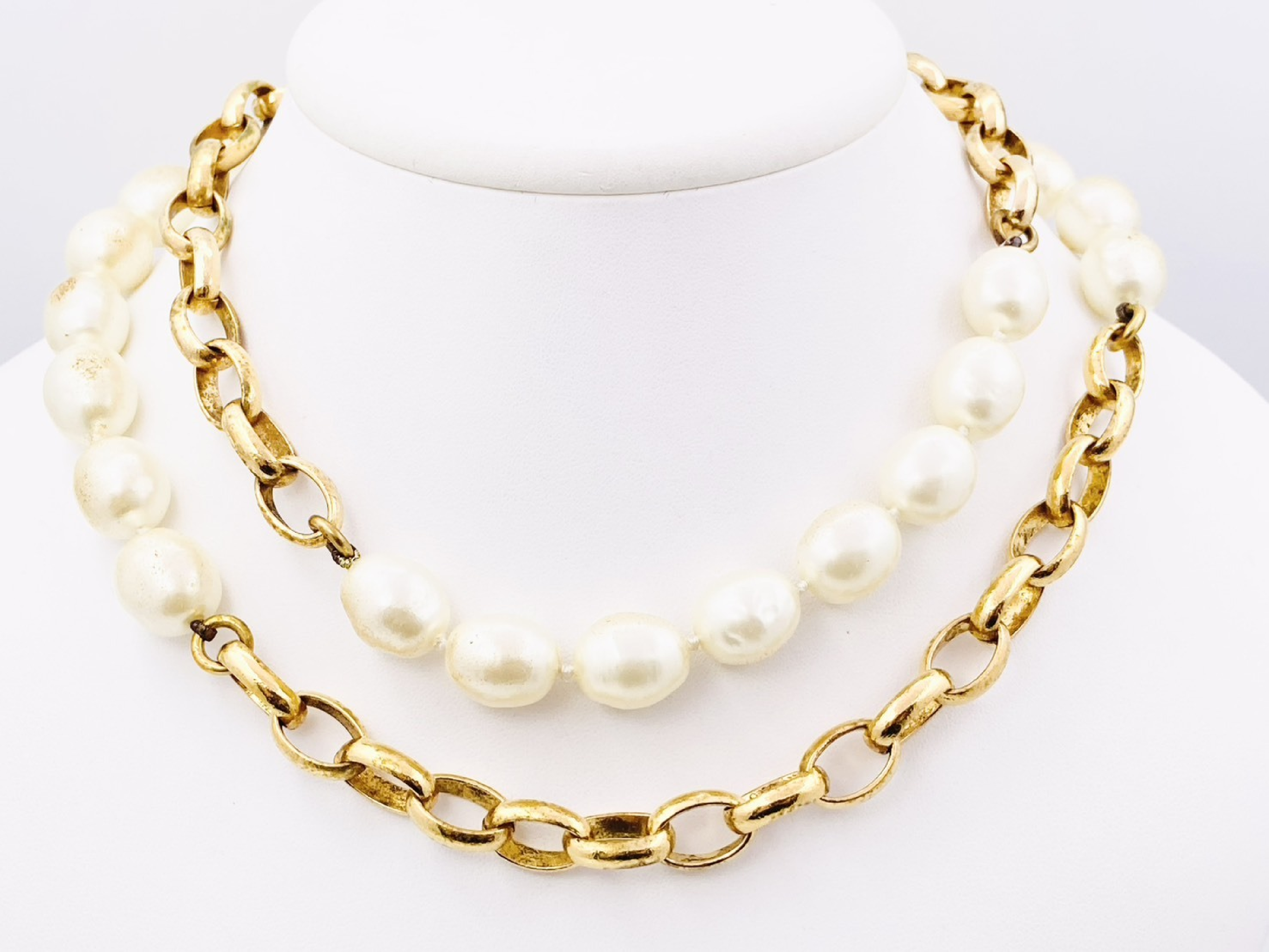 Faux Pearl Long Chain Necklace (with comments)