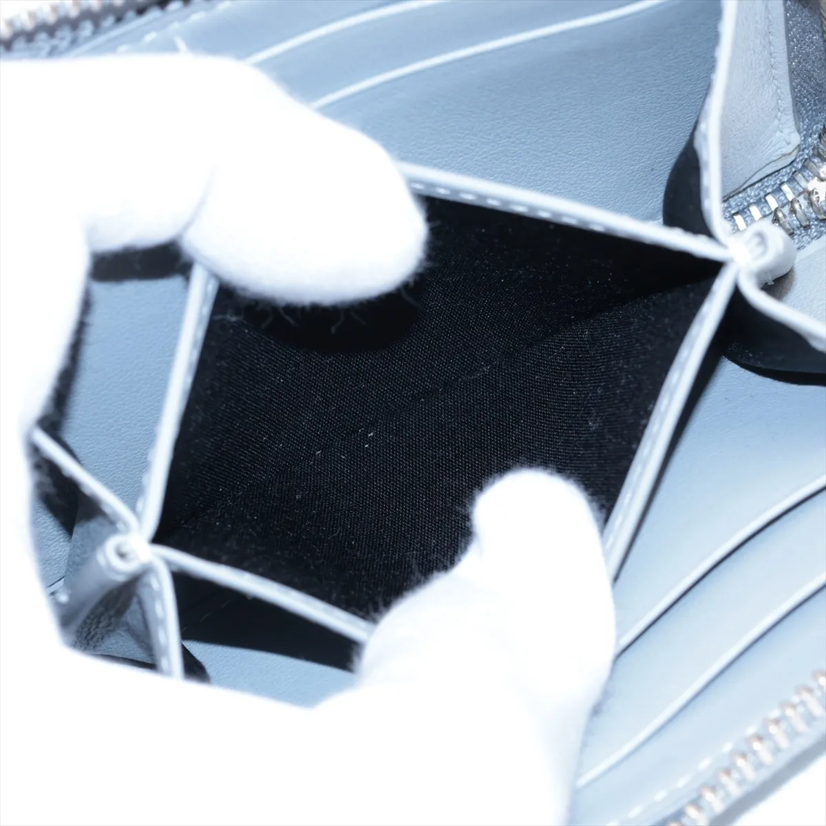 CD Diamond PVC x Leather Coin Case, Gray — view 6