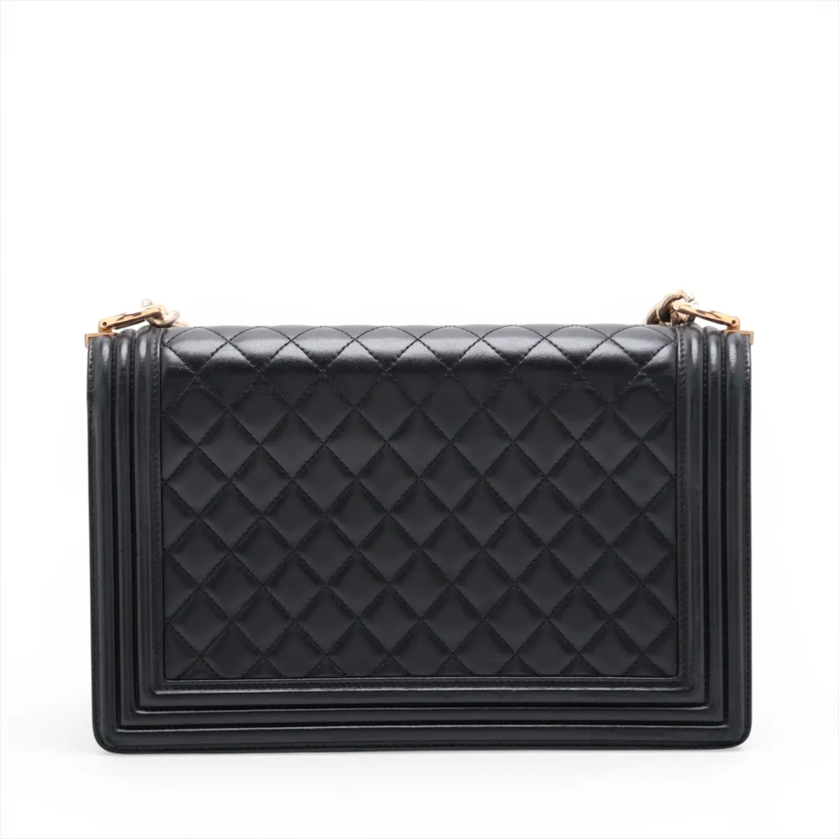 Boy Chanel 28 Large Lambskin Chain Shoulder Bag, Black with Gold Hardware, 23378083, Serial Number , A92193 — view 2