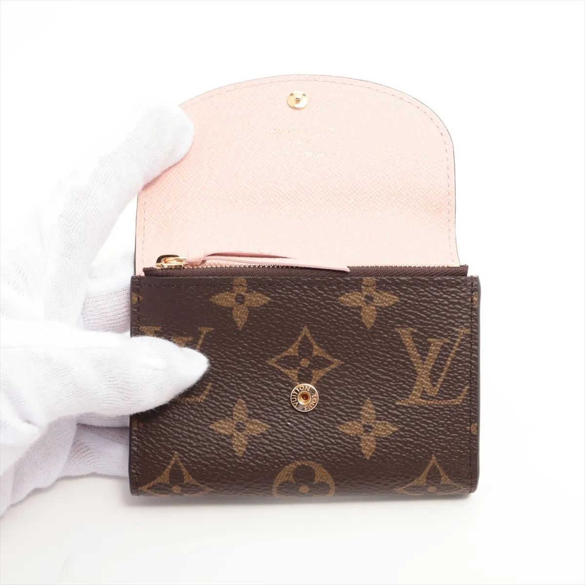 Monogram Portemonnaie Rosalie M62361 Rose Ballerine Coin Case (RFID detected) — view 3