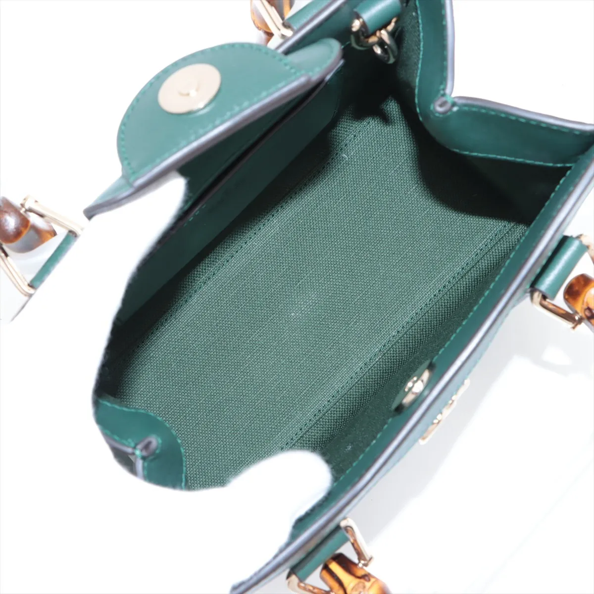 Bamboo Diana Leather 2-Way Handbag, Green, 832936 — view 8
