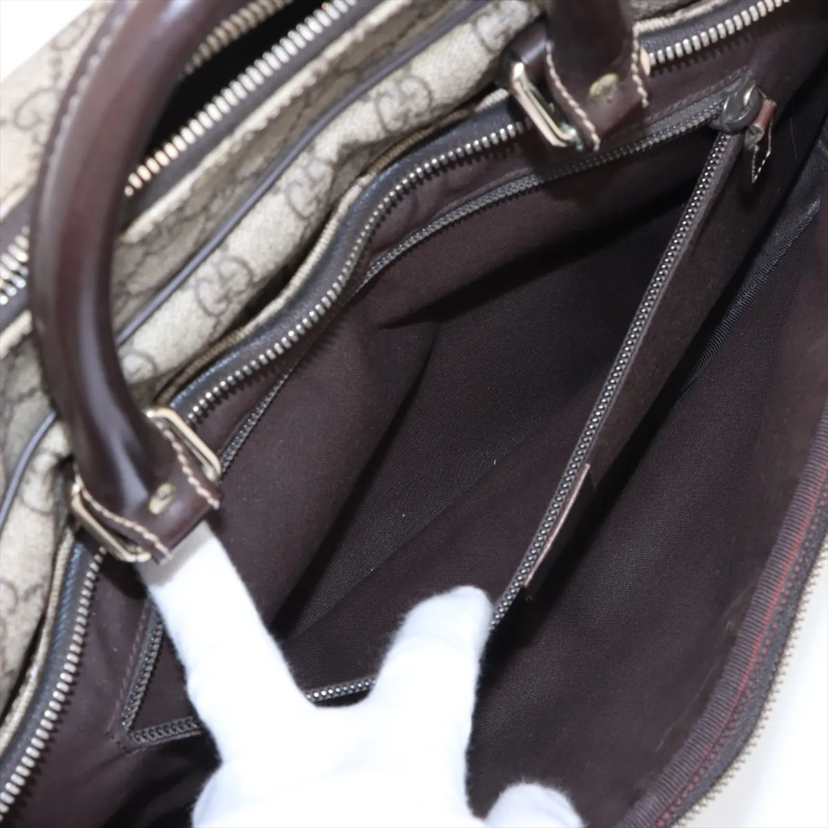 GG Supreme PVC x Leather 2WAY Business Bag Brown x Beige 289892 — view 10